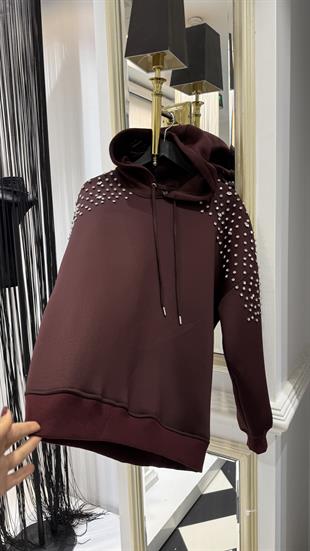 Taşlı Kapüşonlu Sweat