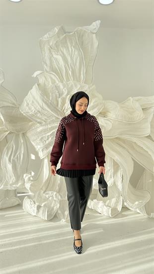 Taşlı Kapüşonlu Sweat