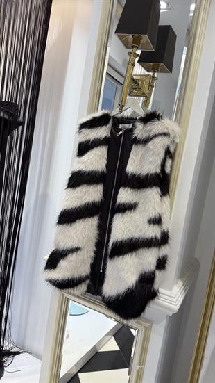 Zebra Desen Kürk Yelek
