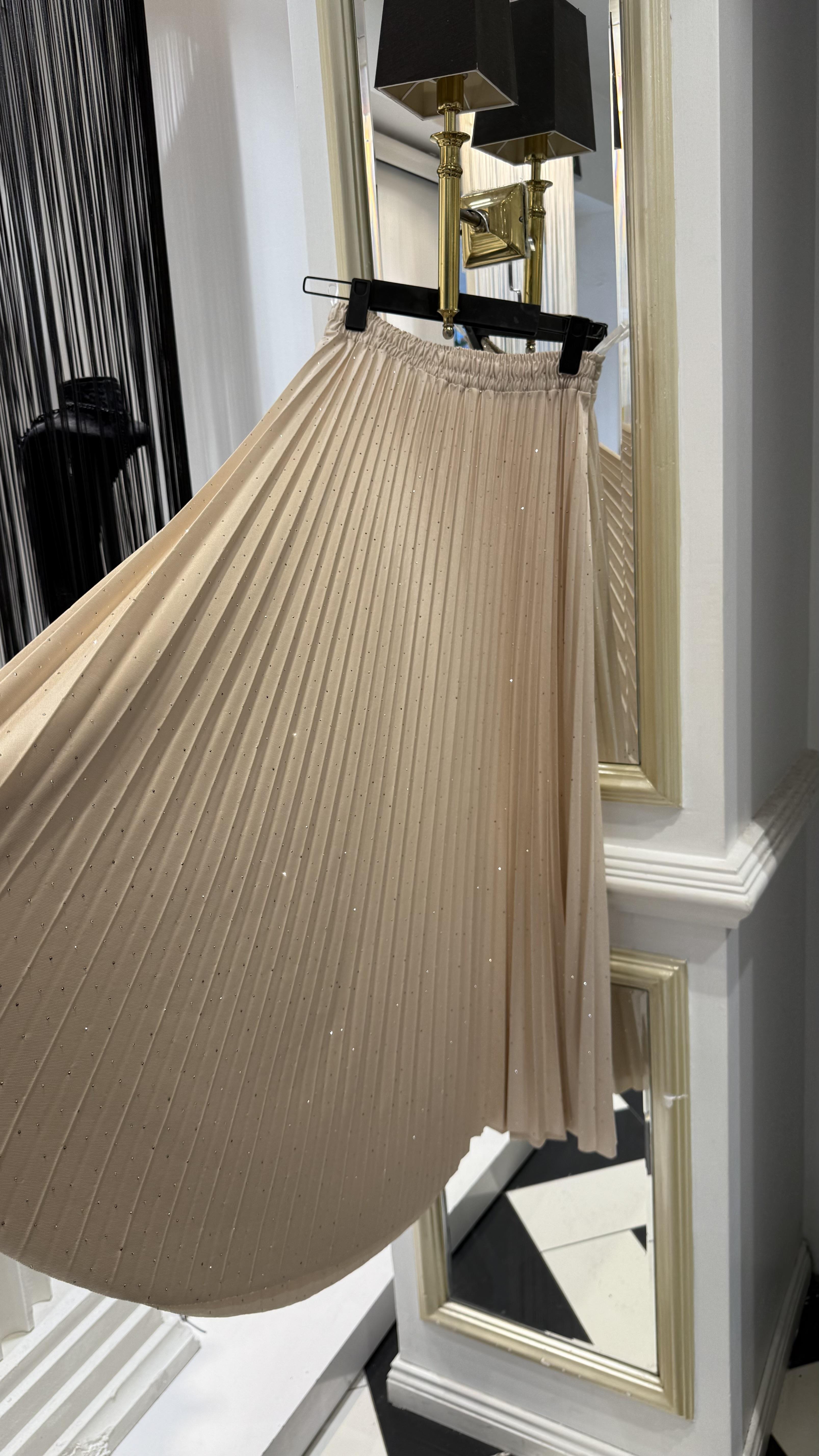 Işıltılı Pileli Etek