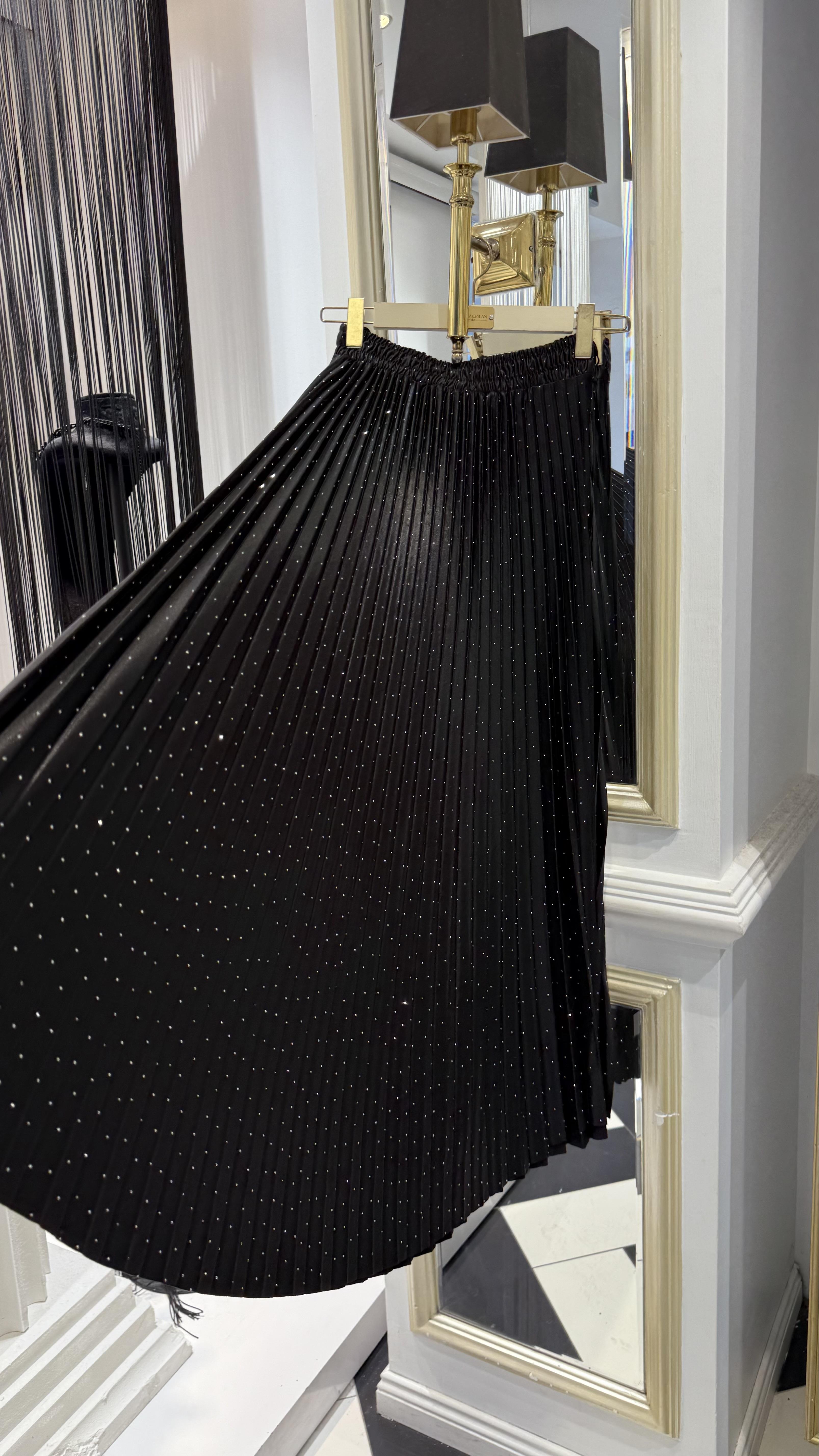 Işıltılı Pileli Etek