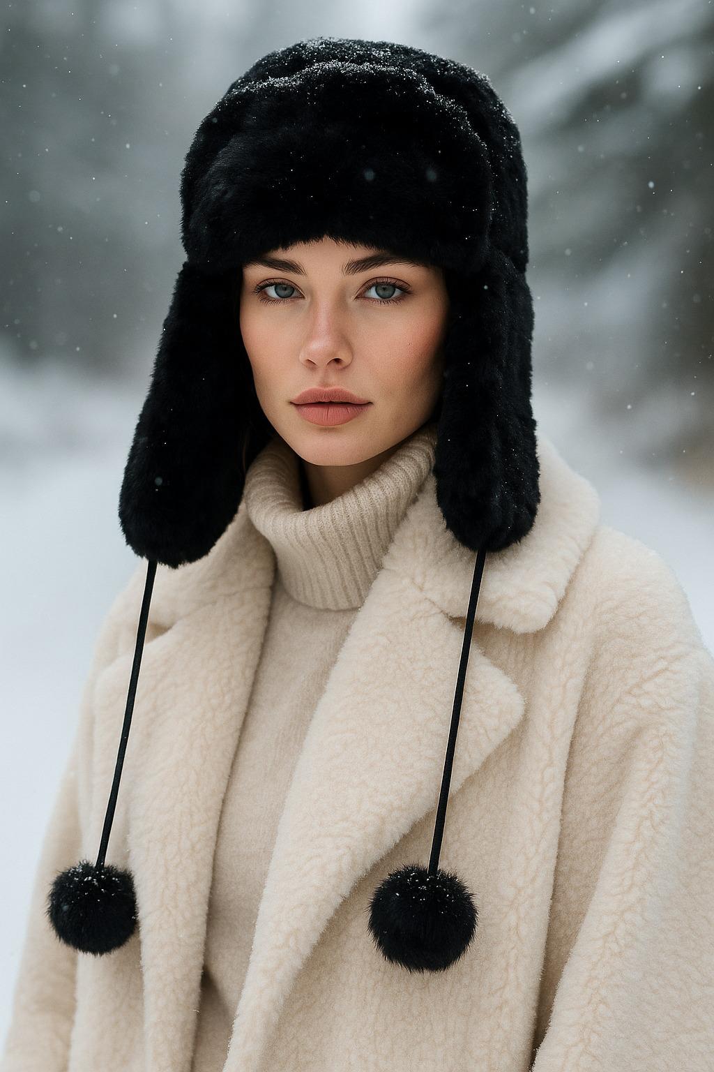 Kürklü Ponpon Bere