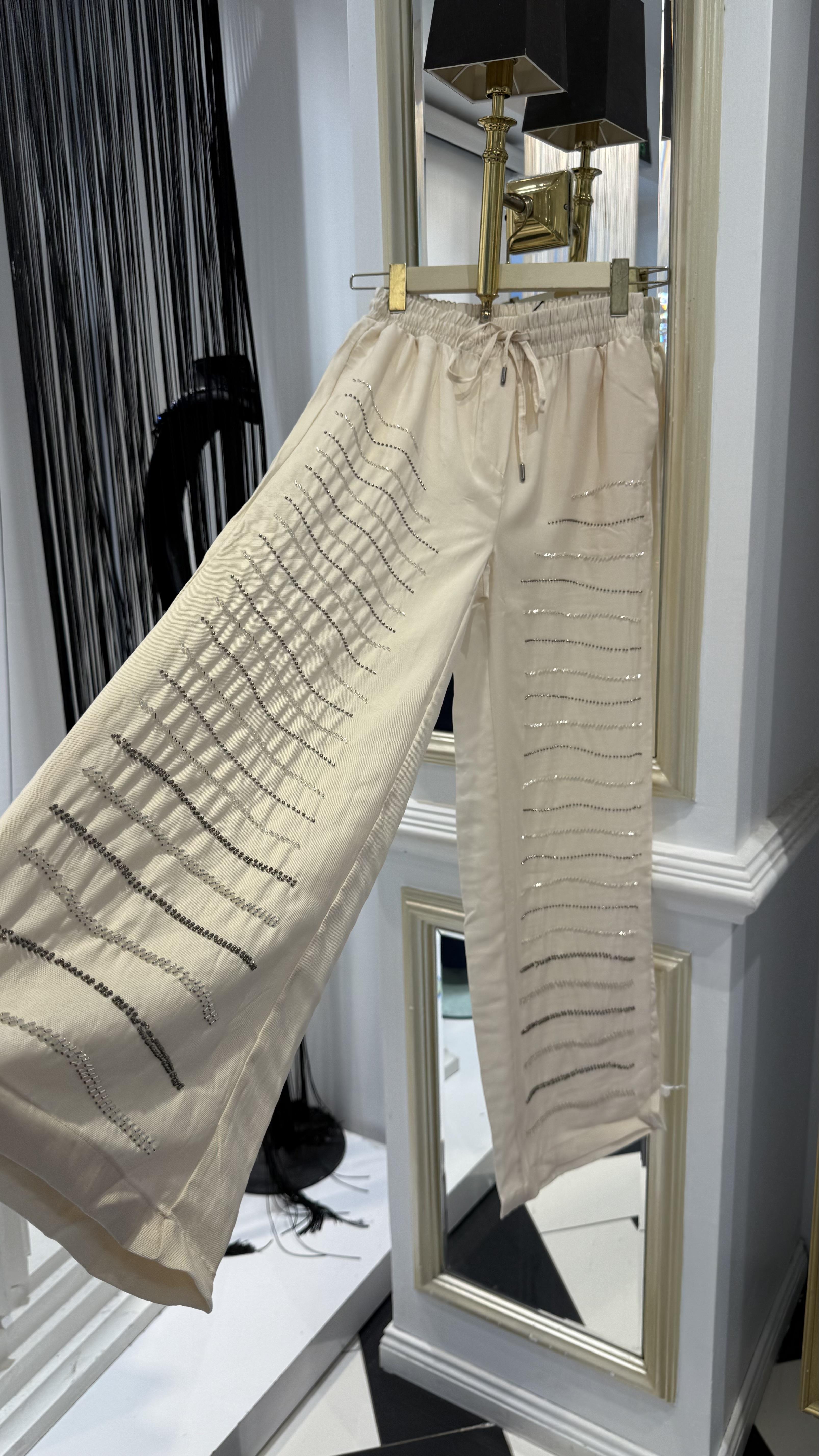 Şerit Taşlı Pantolon