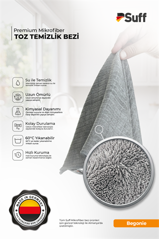 Suff 3lü Premium Mikrofiber Temizlik Bezi Seti 40x40 cm | Cam, Mobilya ve Genel Temizlik