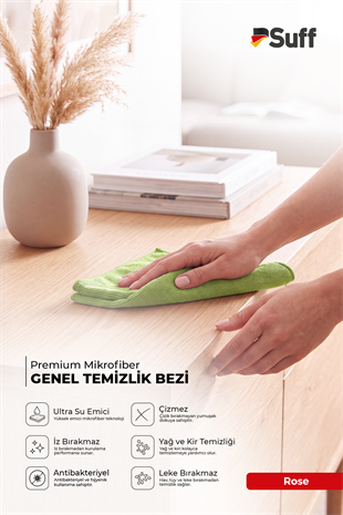 Suff 3lü Premium Mikrofiber Temizlik Bezi Seti 40x40 cm | Cam, Mobilya ve Genel Temizlik