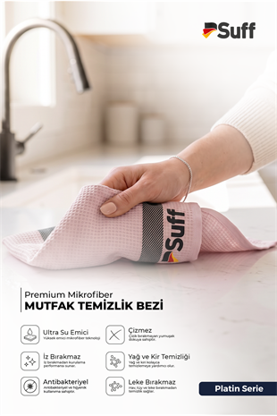 Suff Platin 5li Mikrofiber Mutfak Bezi Seti 60x40 cm Petek Dokulu İtalyan Kumaşı İz Bırakmaz Temizlik Bezi (5 Renk)