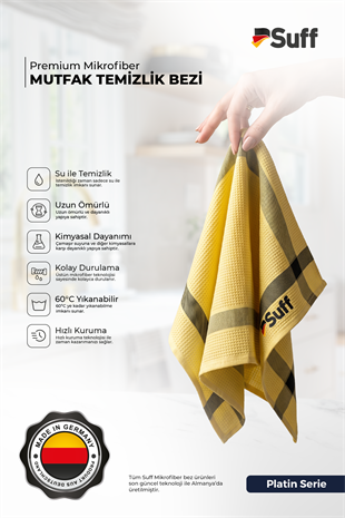 Suff Platin 5li Mikrofiber Mutfak Bezi Seti 60x40 cm Petek Dokulu İtalyan Kumaşı İz Bırakmaz Temizlik Bezi (5 Renk)