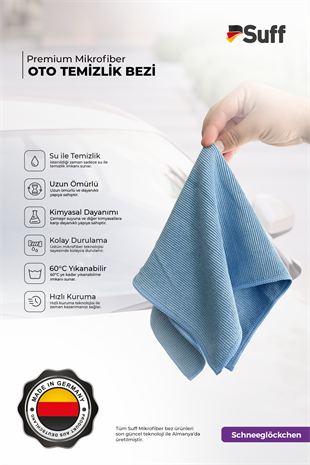 Suff Profesyonel Oto Temizlik 3lü Set Mikrofiber Çizmez İz Bırakmaz Araç İçi ve Dış Yıkama Kurulama Bezi 40x40 cm