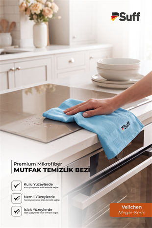 Suff Veilchen Magie Serie 3lü Mikrofiber Bez Seti İz ve Leke Bırakmayan Çok Amaçlı Mutfak Temizlik Bezi 60x40 cm