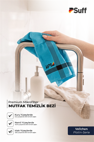 Suff Veilchen Platin Serie 3lü Mikrofiber Bez Seti İz Bırakmaz Çizmez Premium Mutfak Temizlik Bezi 60x40 cm