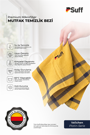 Suff Veilchen Platin Serie 3lü Mikrofiber Bez Seti İz Bırakmaz Çizmez Premium Mutfak Temizlik Bezi 60x40 cm