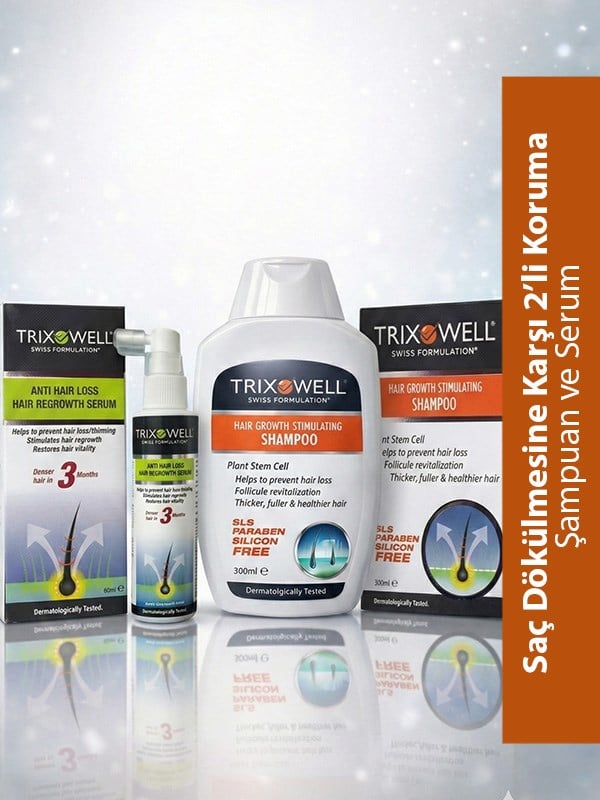 Trixowell Saç Büyümesini Destekleyen Şampuan + Trixowell Saç Dökülmesini Önleyen Serum