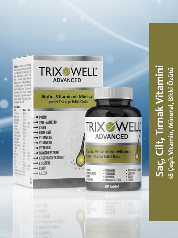 Trixowel Advanced Biotin Vitamin Mineral İçeren Saç Oluşumunu Destekleyen Besleyici Tablet