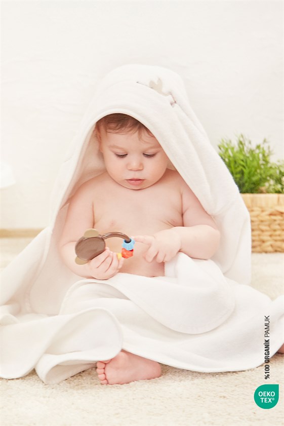 Bebe Marin %100 Organik Pamuk Büyük Havlu Beyaz