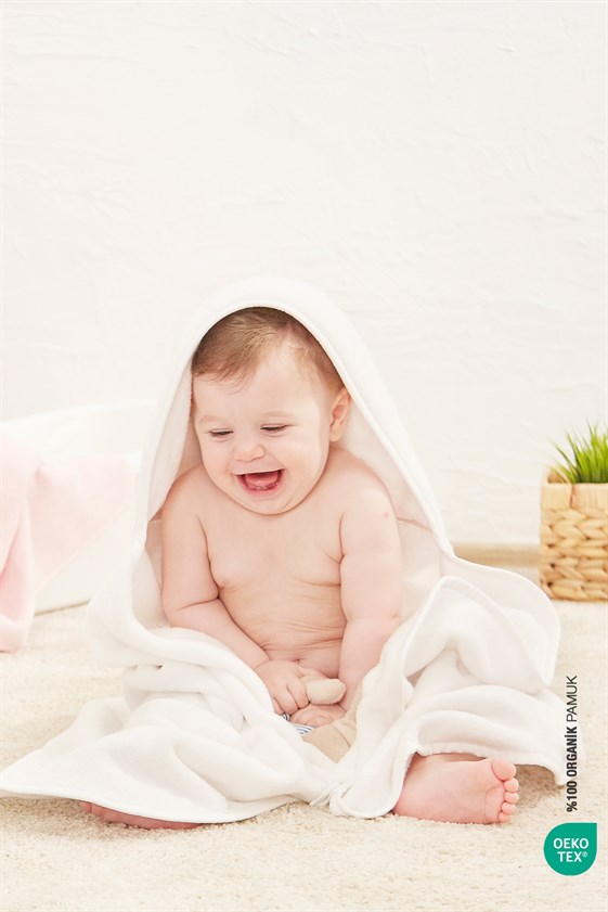 Bebe Marin %100 Organik Pamuk Büyük Havlu Beyaz