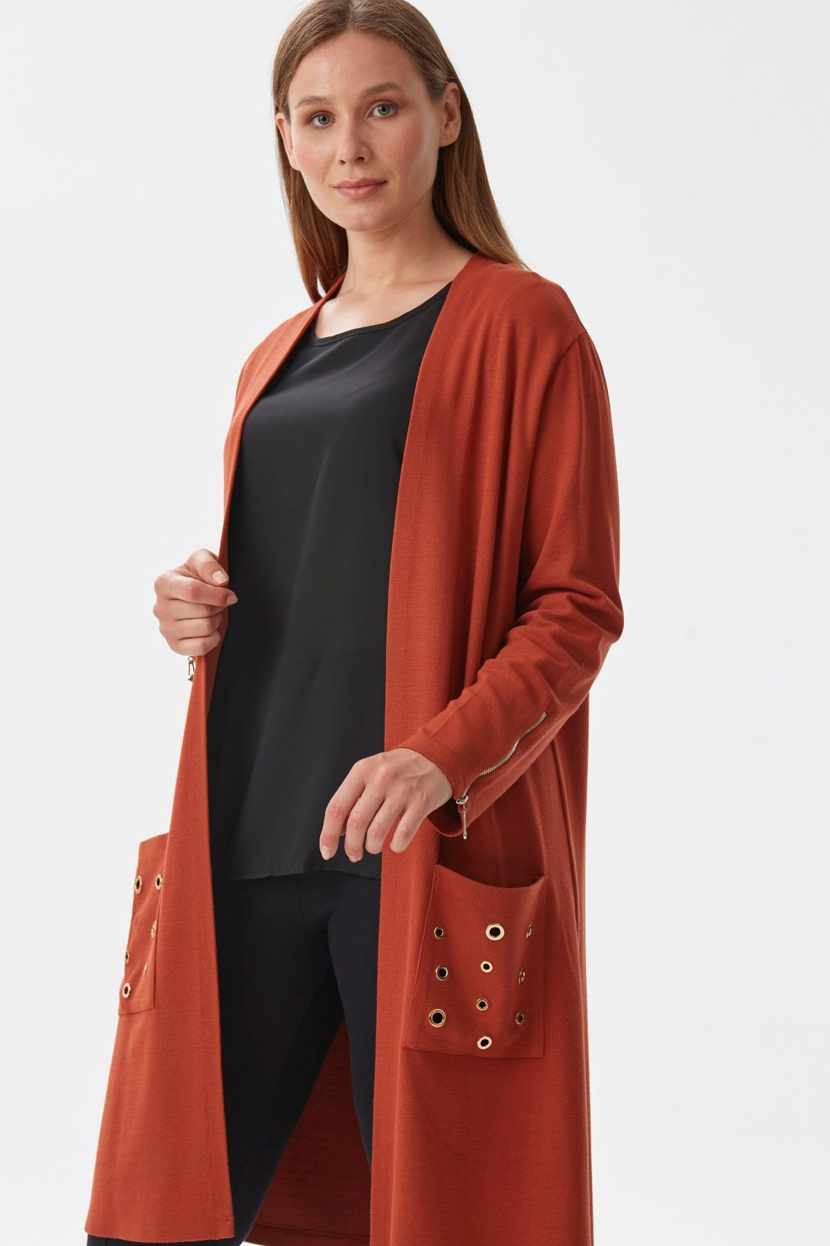 KİREMİT SİYAH CEPLİ HIRKA