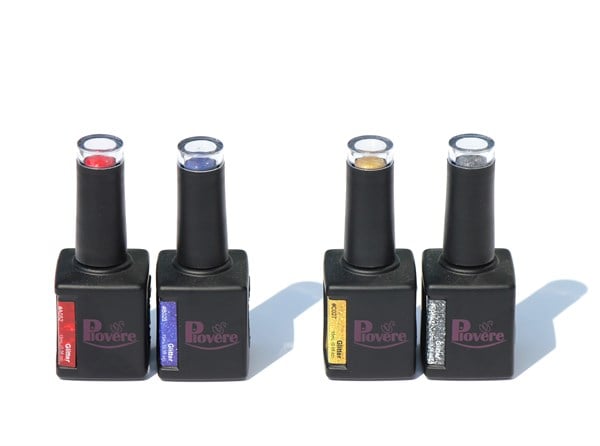 Piovere 4'lü Set Simli Kalıcı Oje Kırmızı Mavi Altın Gümüş (15ml)