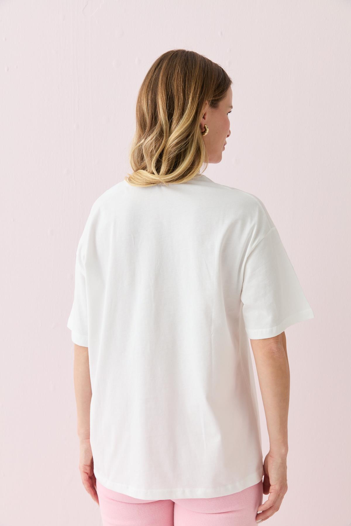 00345 SANTORINI YAZILI TSHIRT