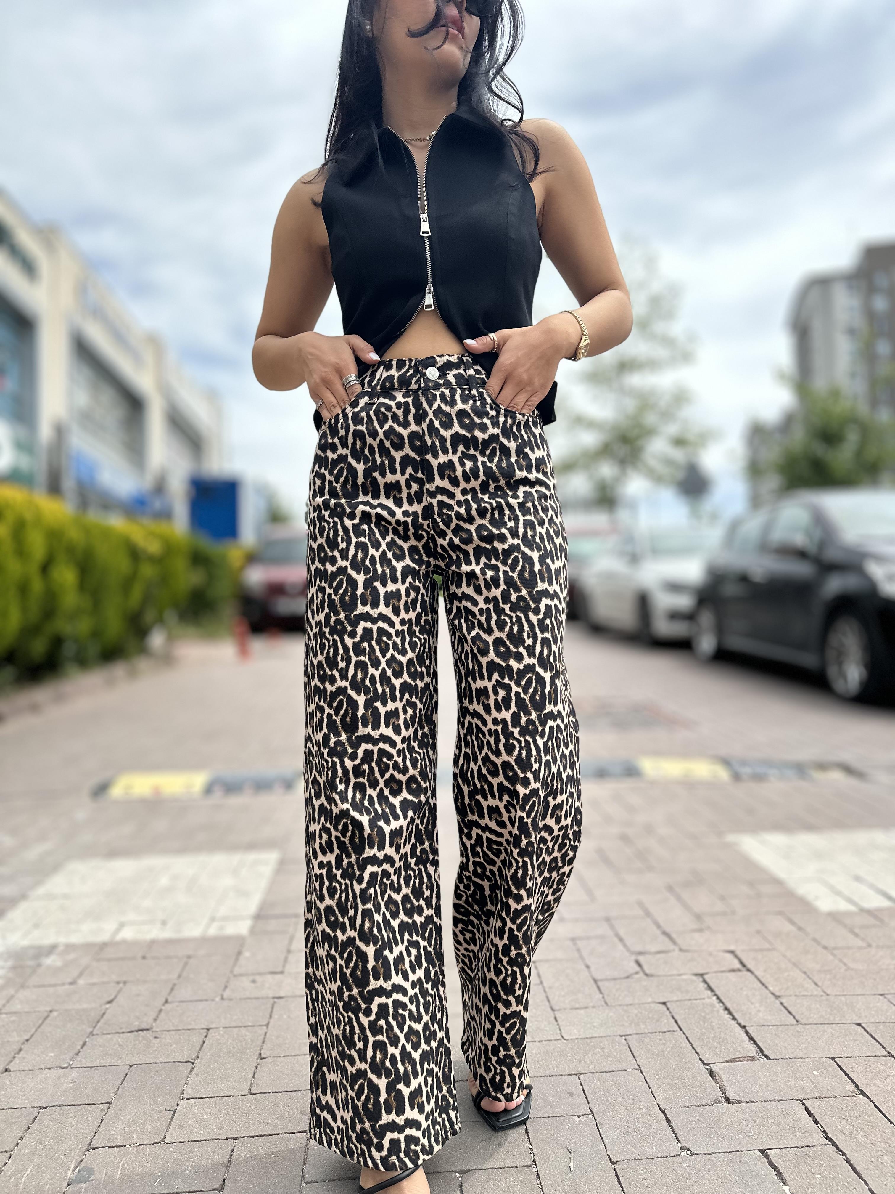 0090 PALAZZO LEOPAR PANTOLON