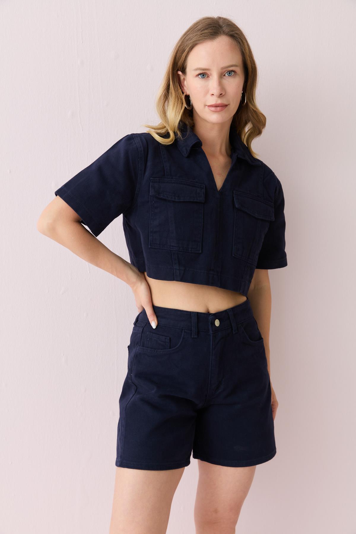 0105 DENIM SORT BLUZ TAKIM