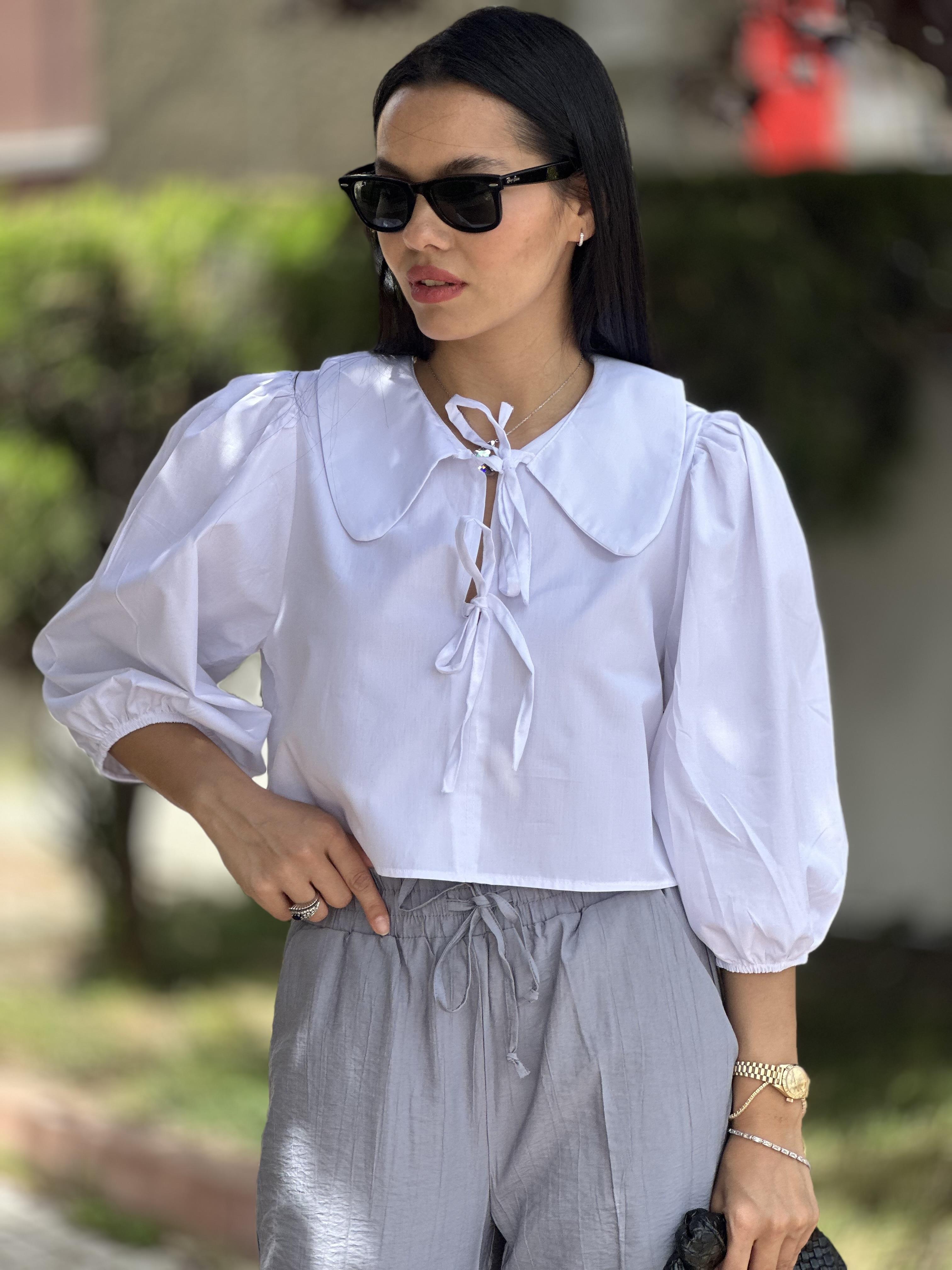 0107 BEBE YAKA CIFT BAGLAMALI GOMLEK