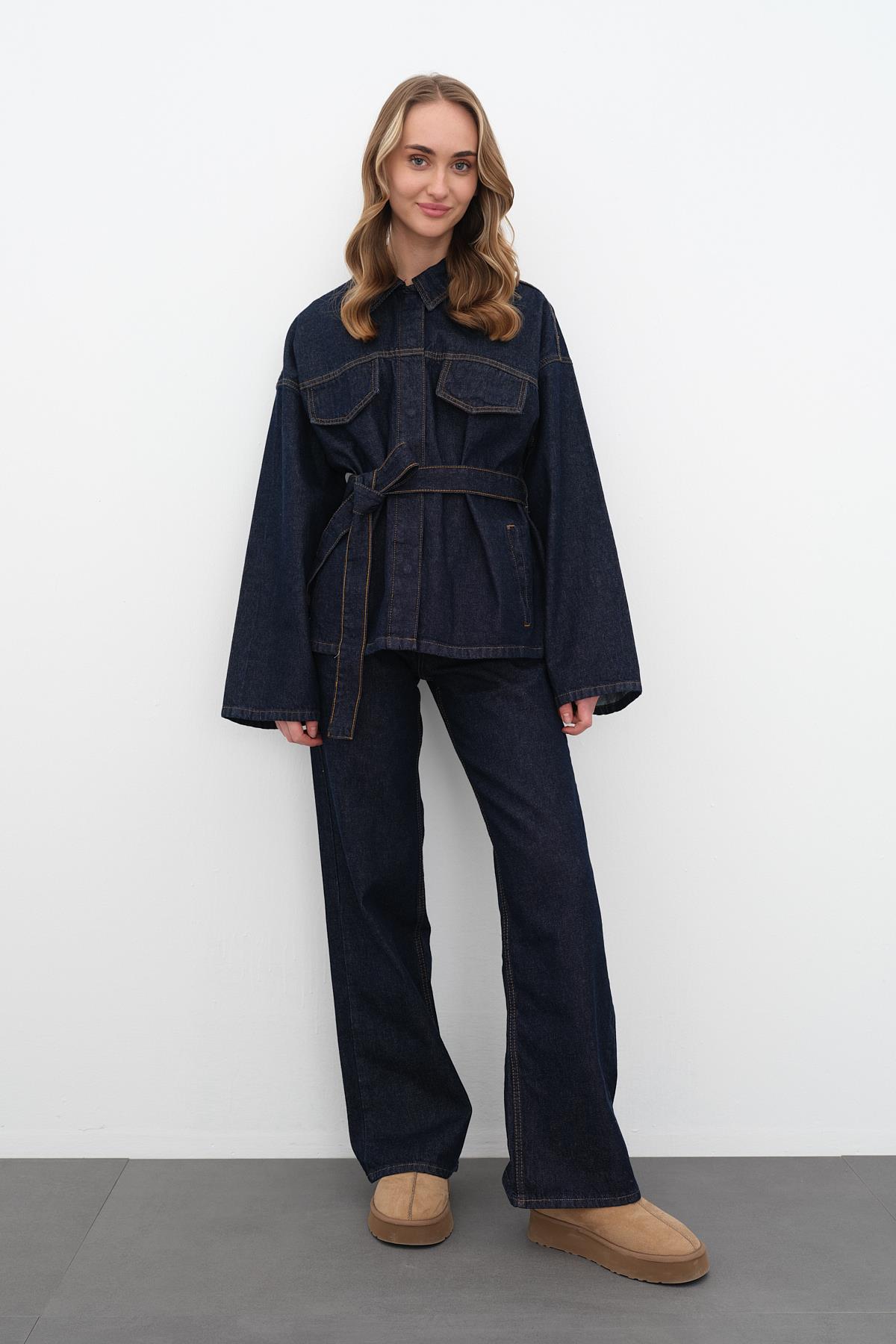 0274 PATLI YAKA DENIM GOMLEK