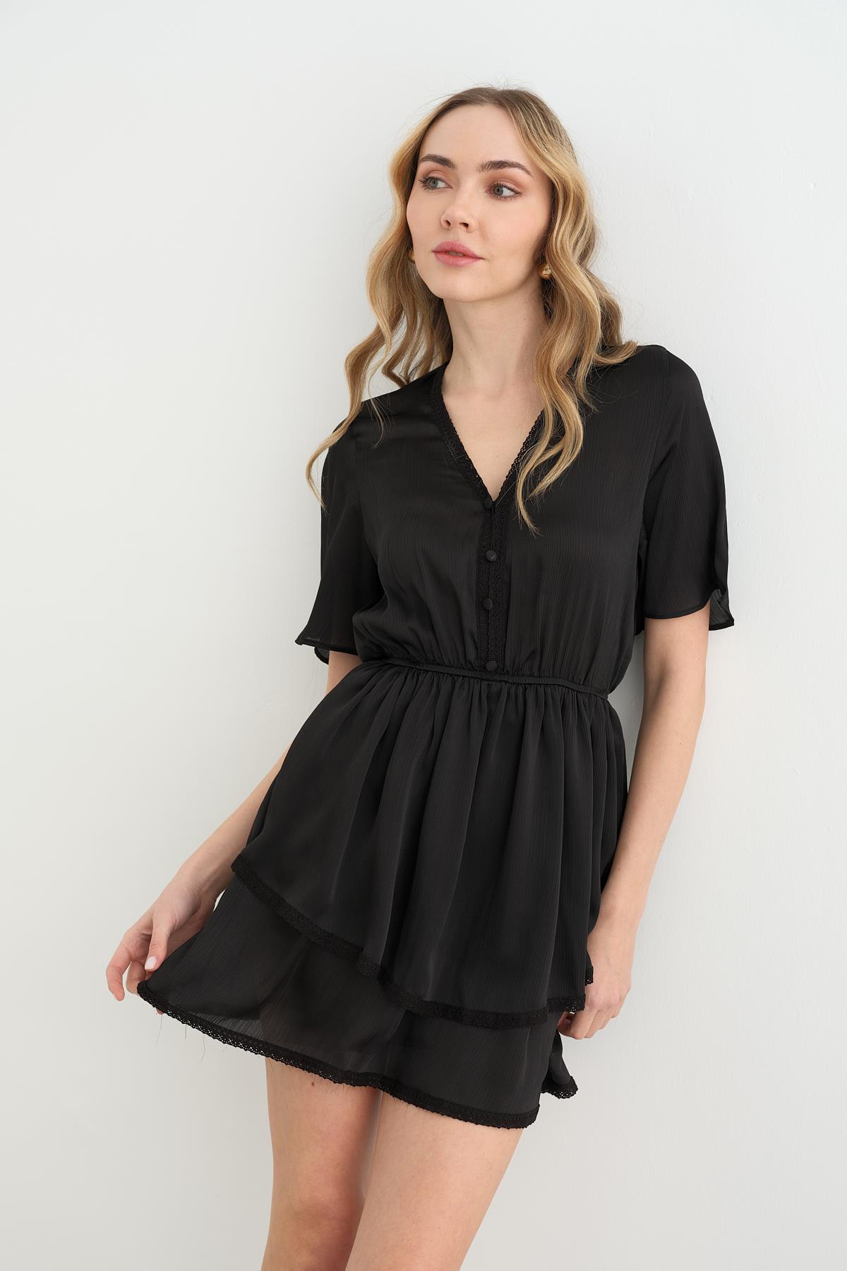 0334 GUPUR DETAYLI SIFON ELBISE