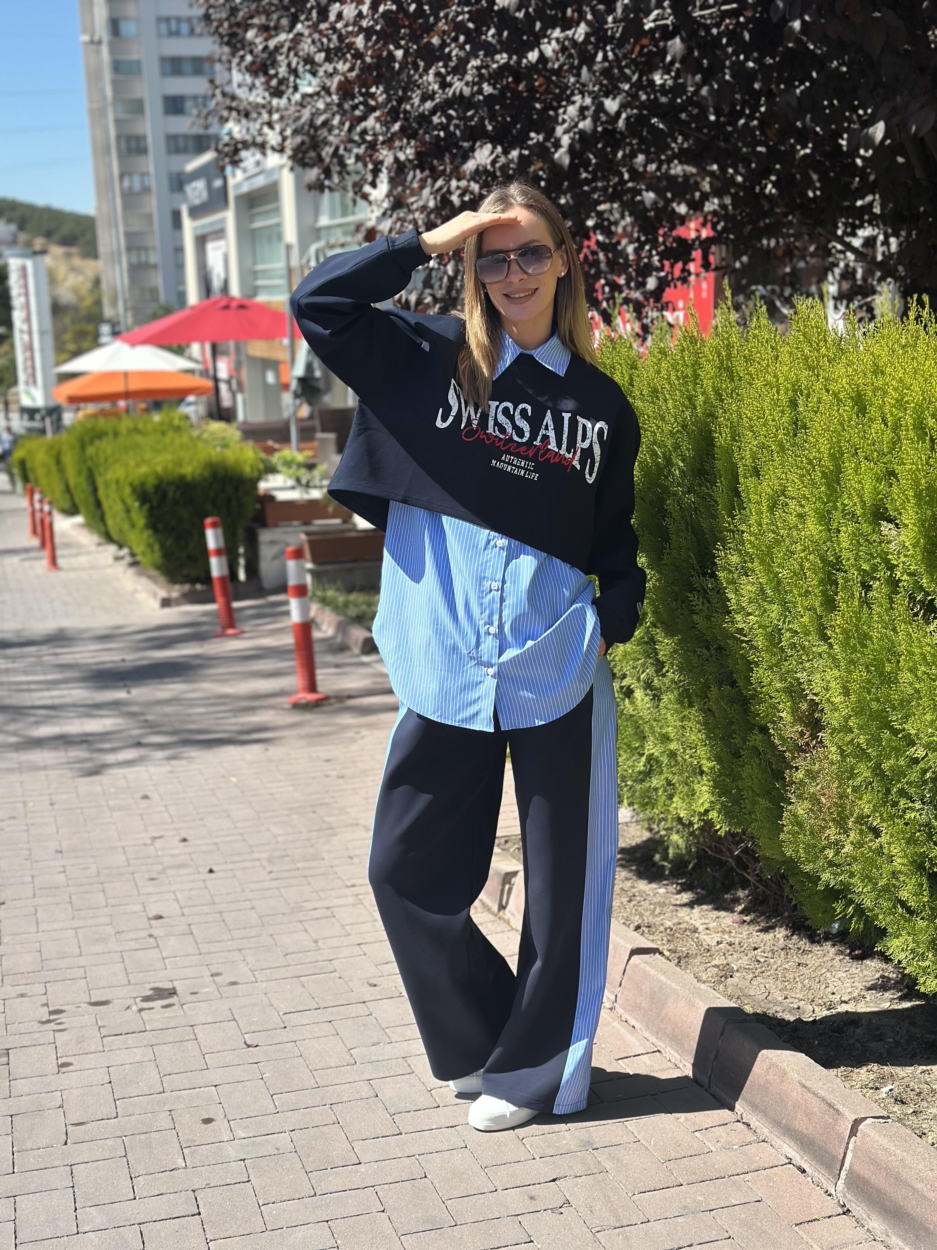 0756 SWISS ALPS YAZILI SWEAT