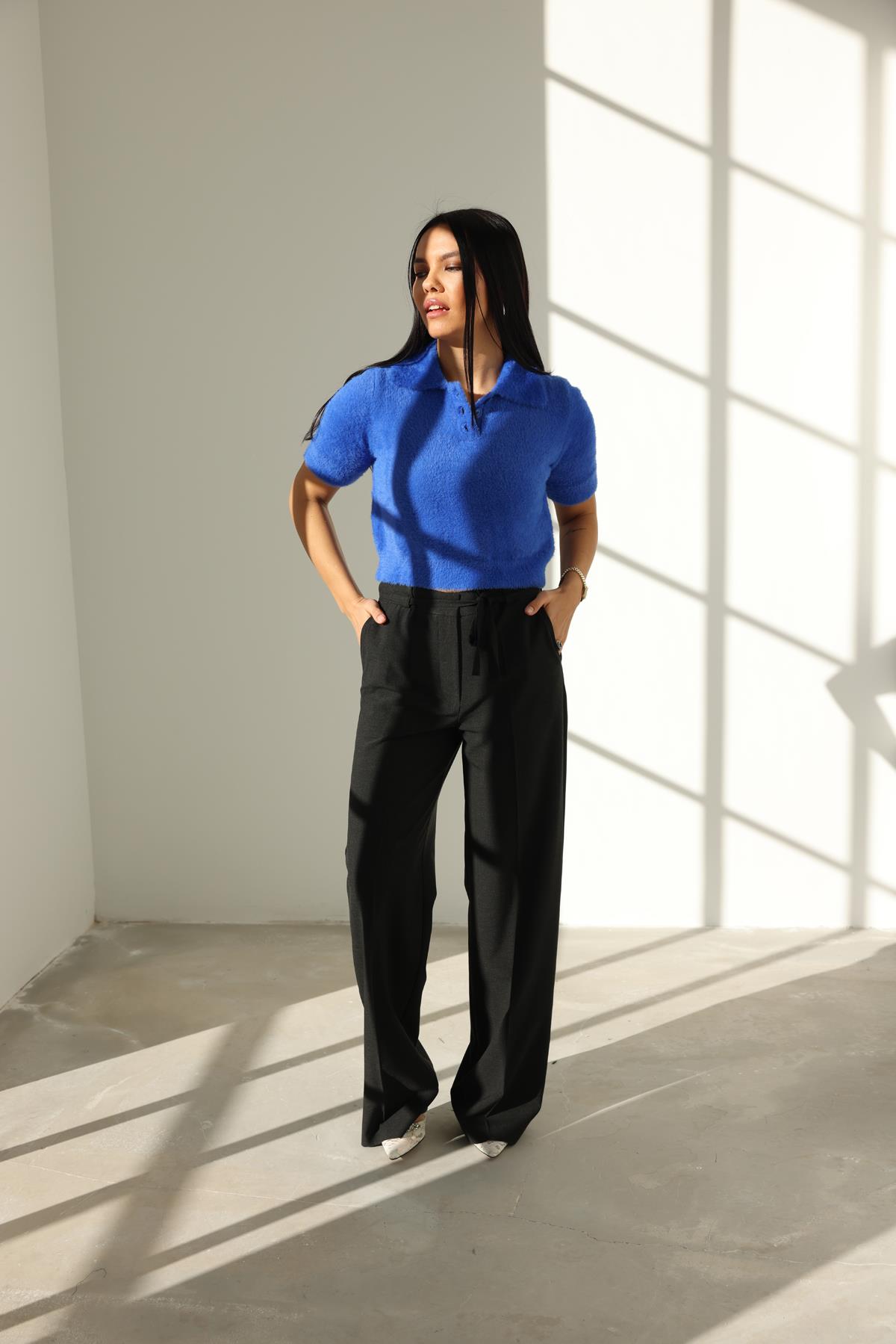 10475 POLO YAKA DUGMELI CROP KAZAK