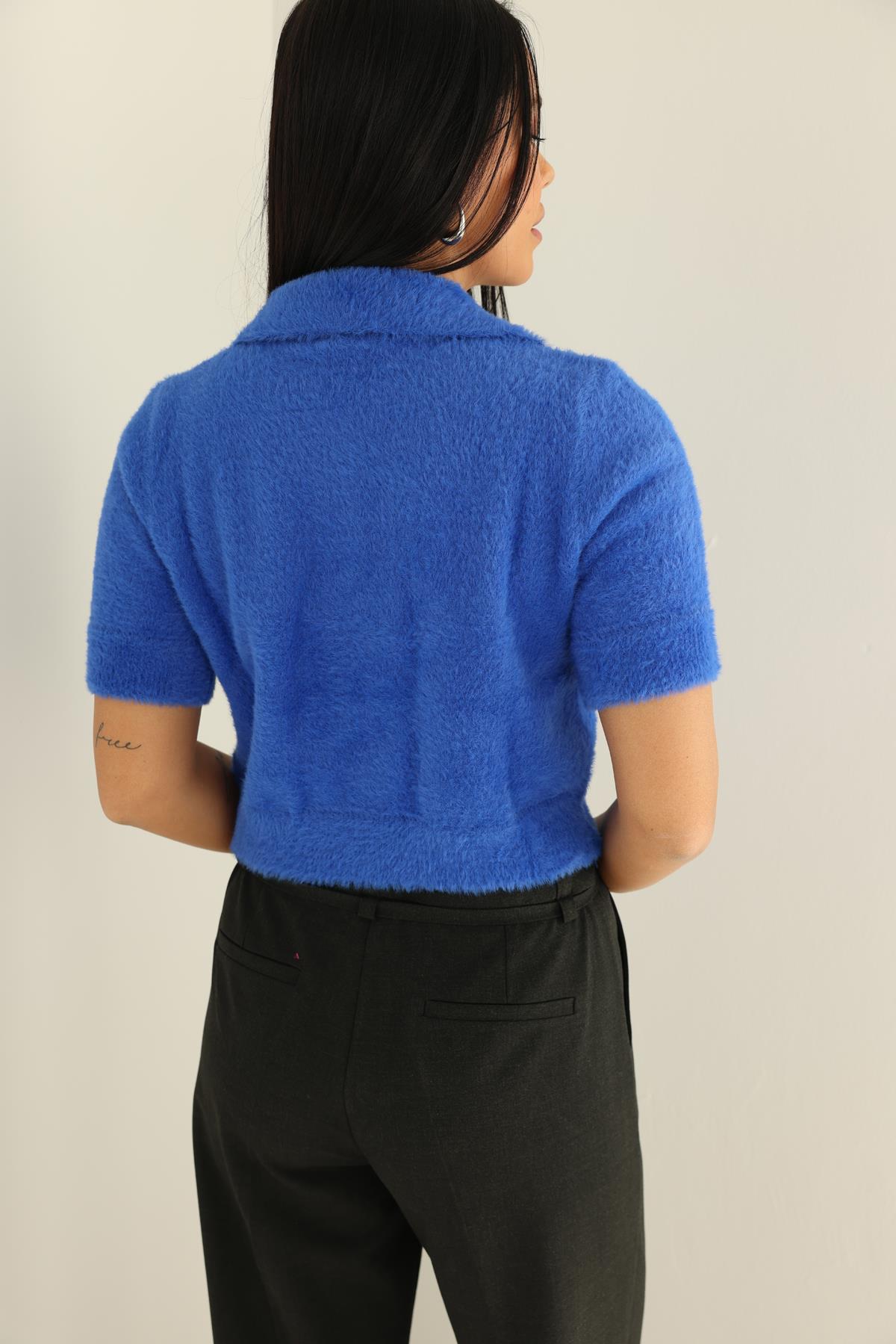 10475 POLO YAKA DUGMELI CROP KAZAK