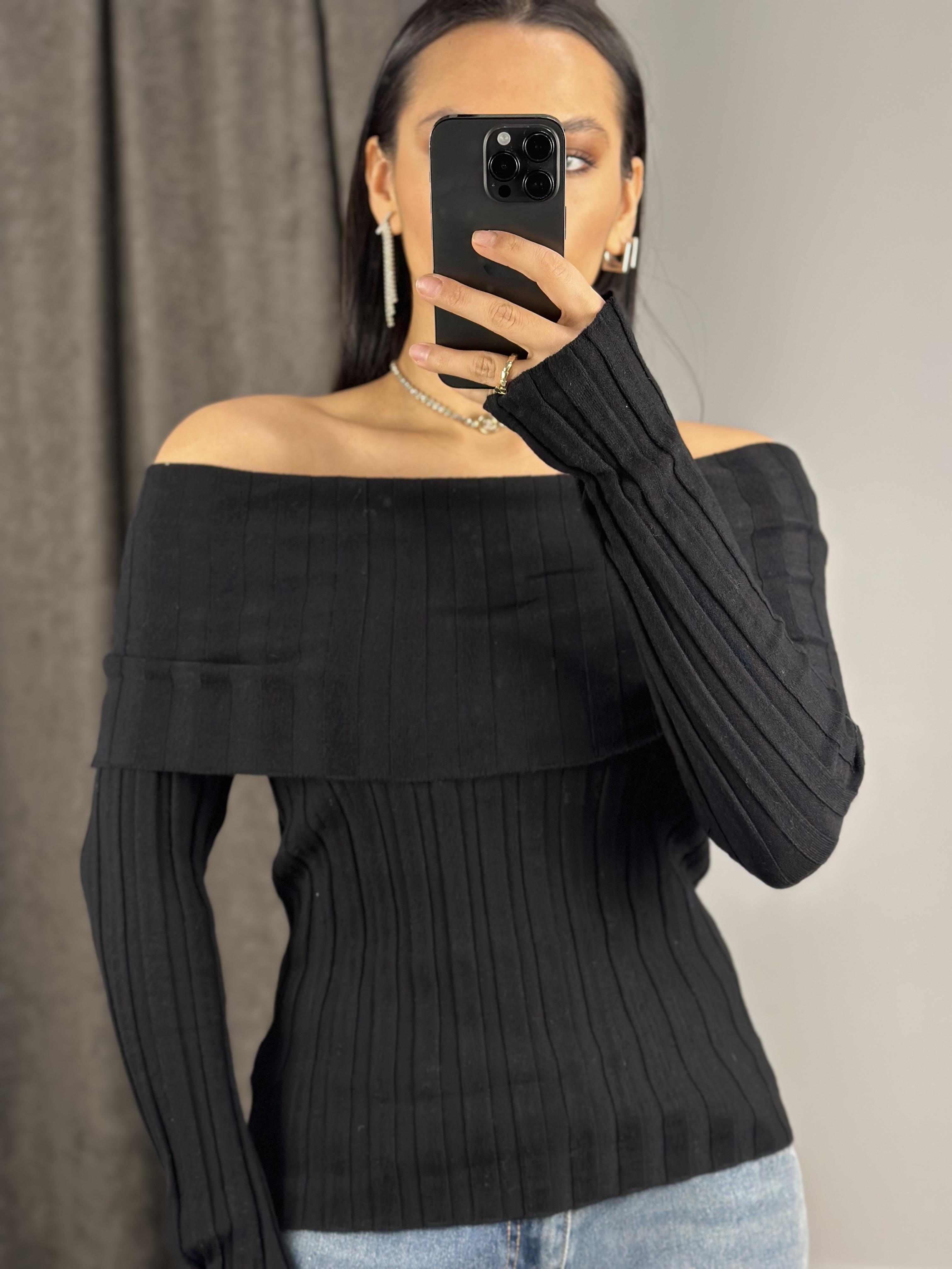 10517 BARDOT YAKA FITILLI TRIKO KAZAK