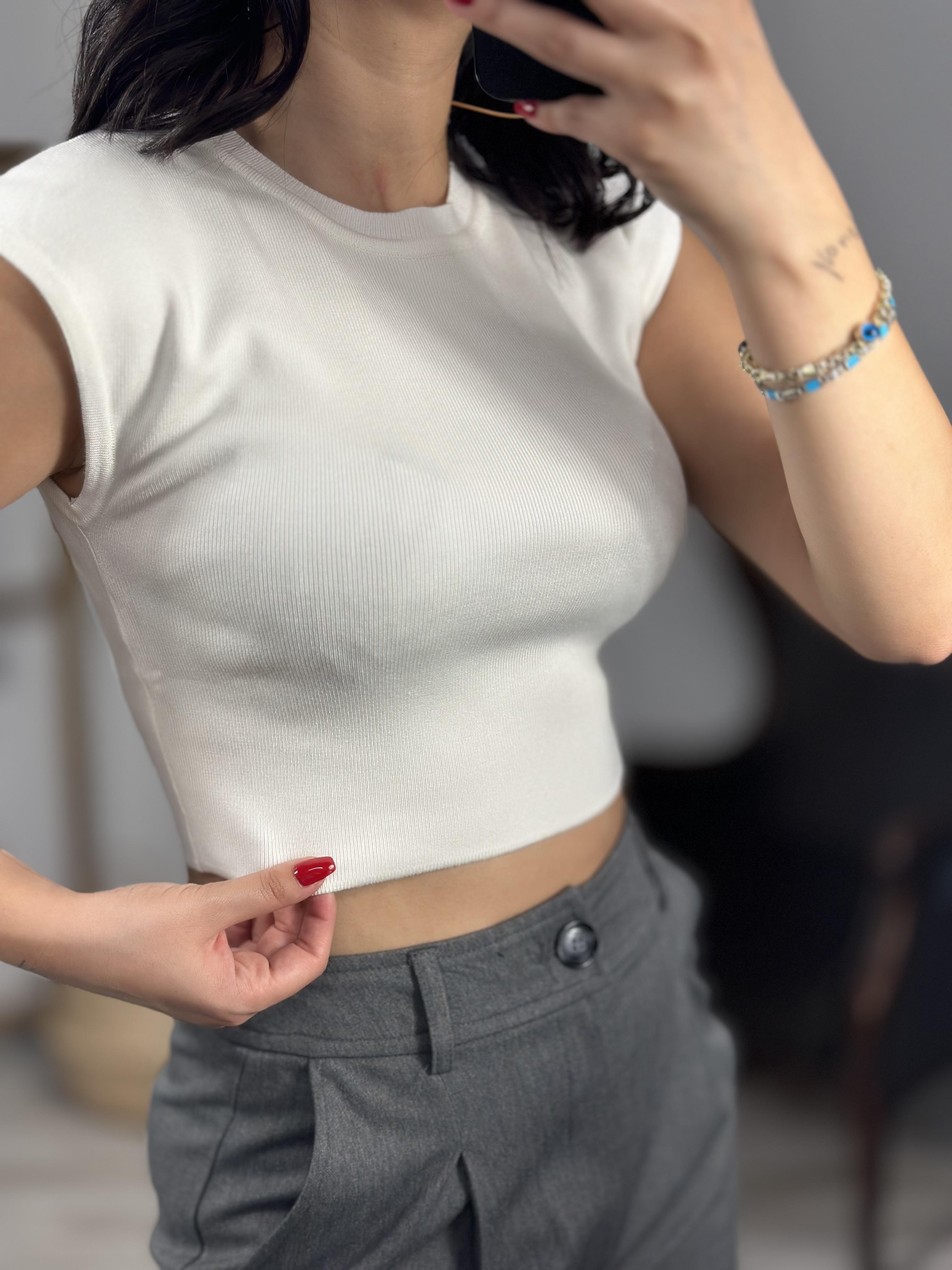 10525 BISIKLET YAKA KISA KOLLU TRIKO TOP