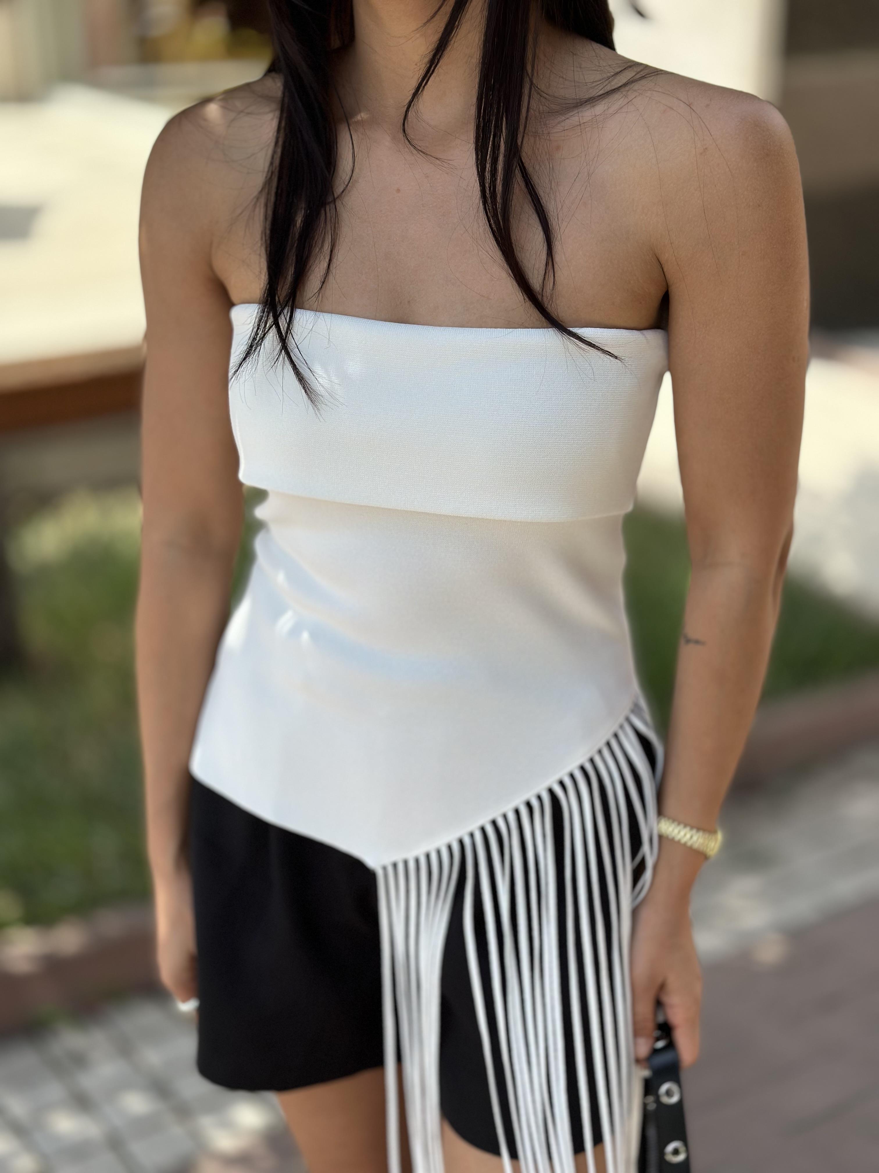 10586 STRAPLEZ VEREV PUSKULLU TRIKO TOP