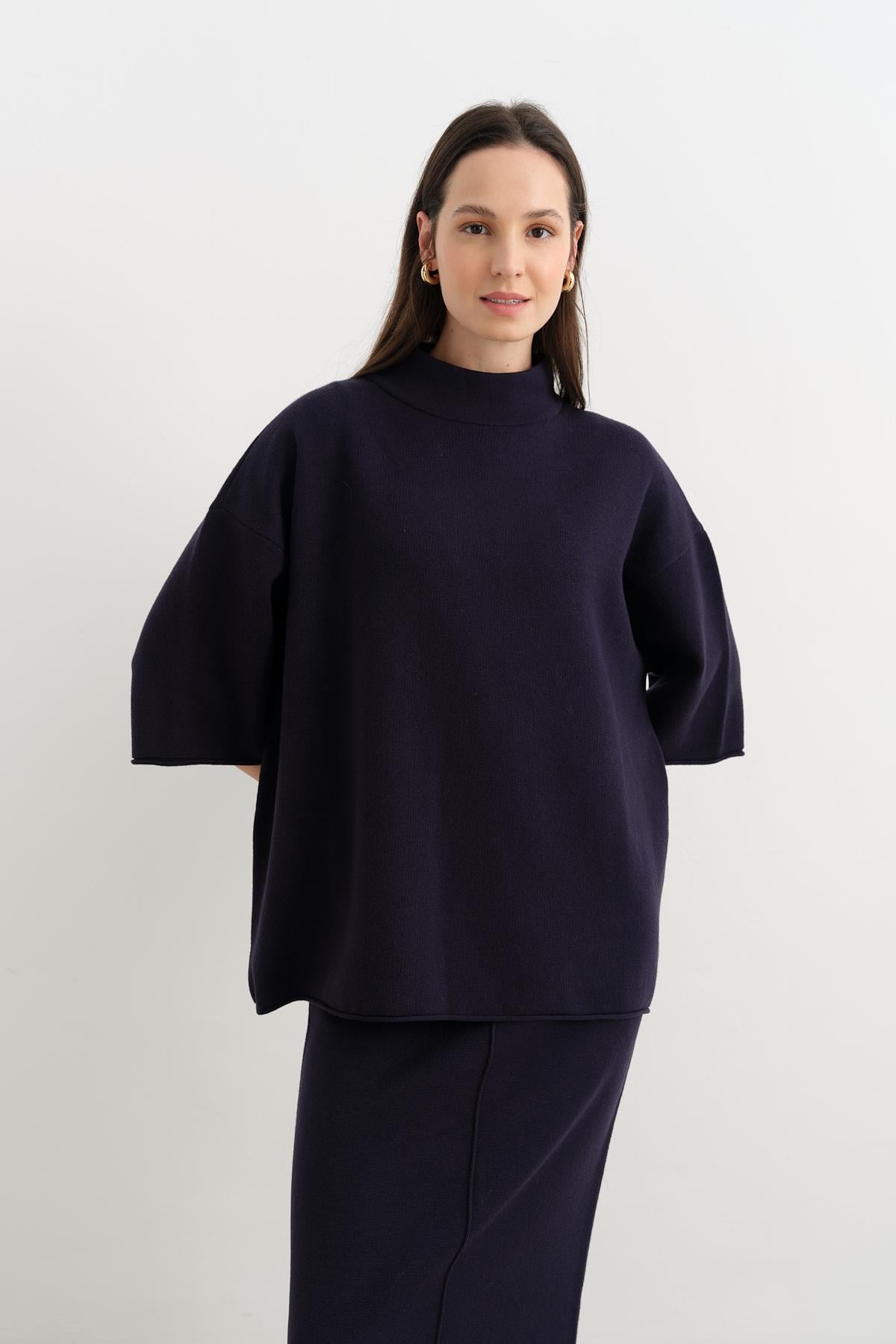 10665 DIK YAKA OVERSIZE TRIKO KAZAK