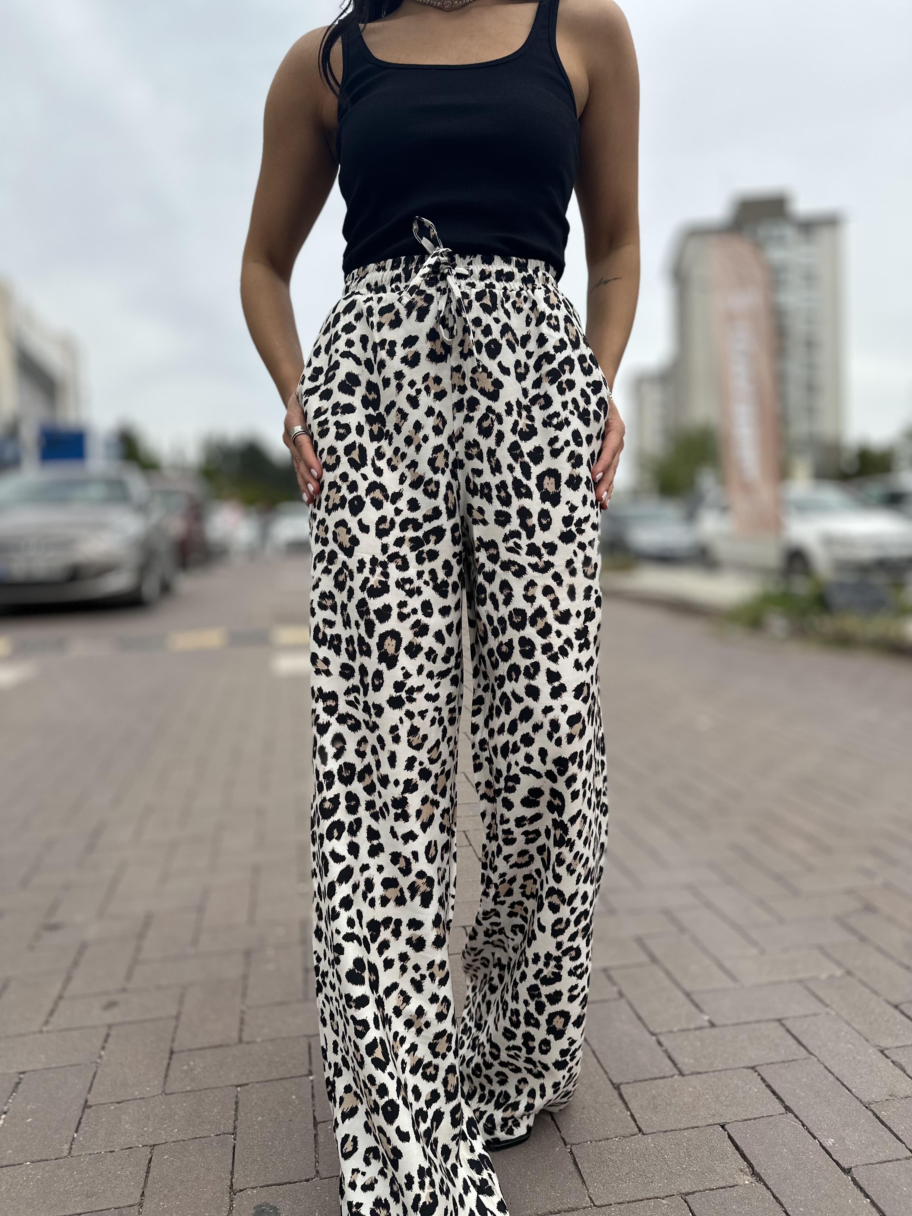 16247 LEOPAR DESENLI BAGCIKLI PANTOLON