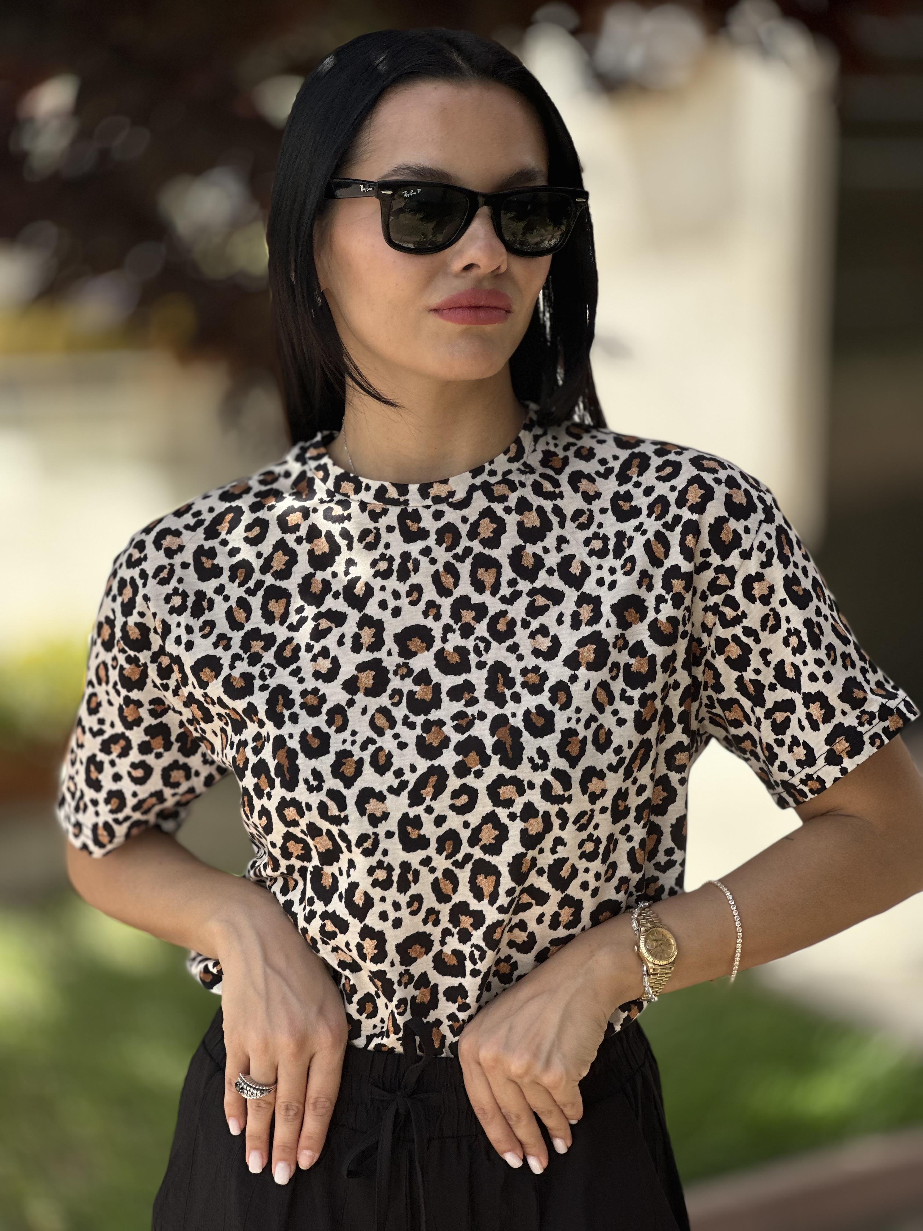 16366 LEOPAR DESENLI T-SHIRT