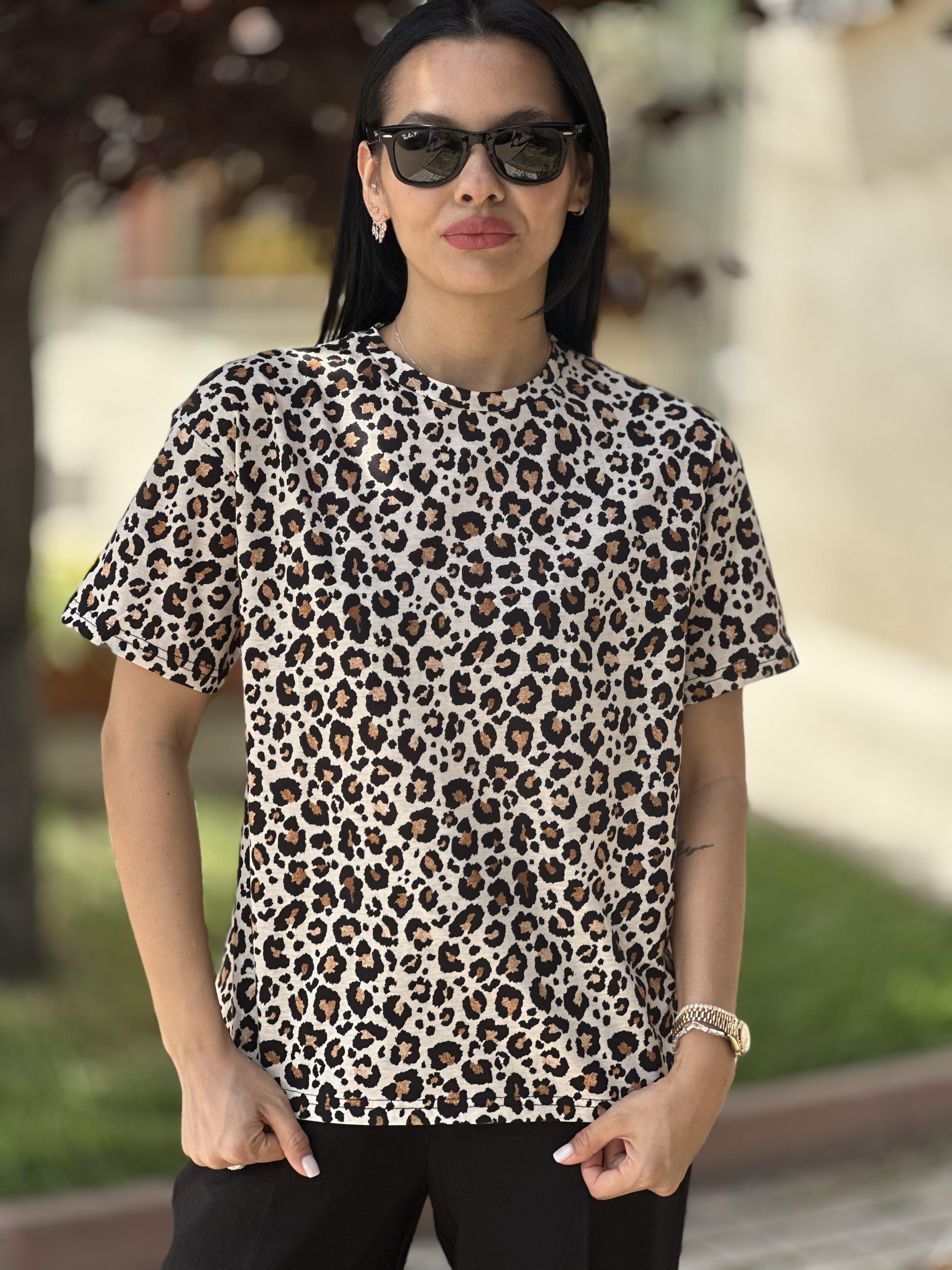 16366 LEOPAR DESENLI T-SHIRT