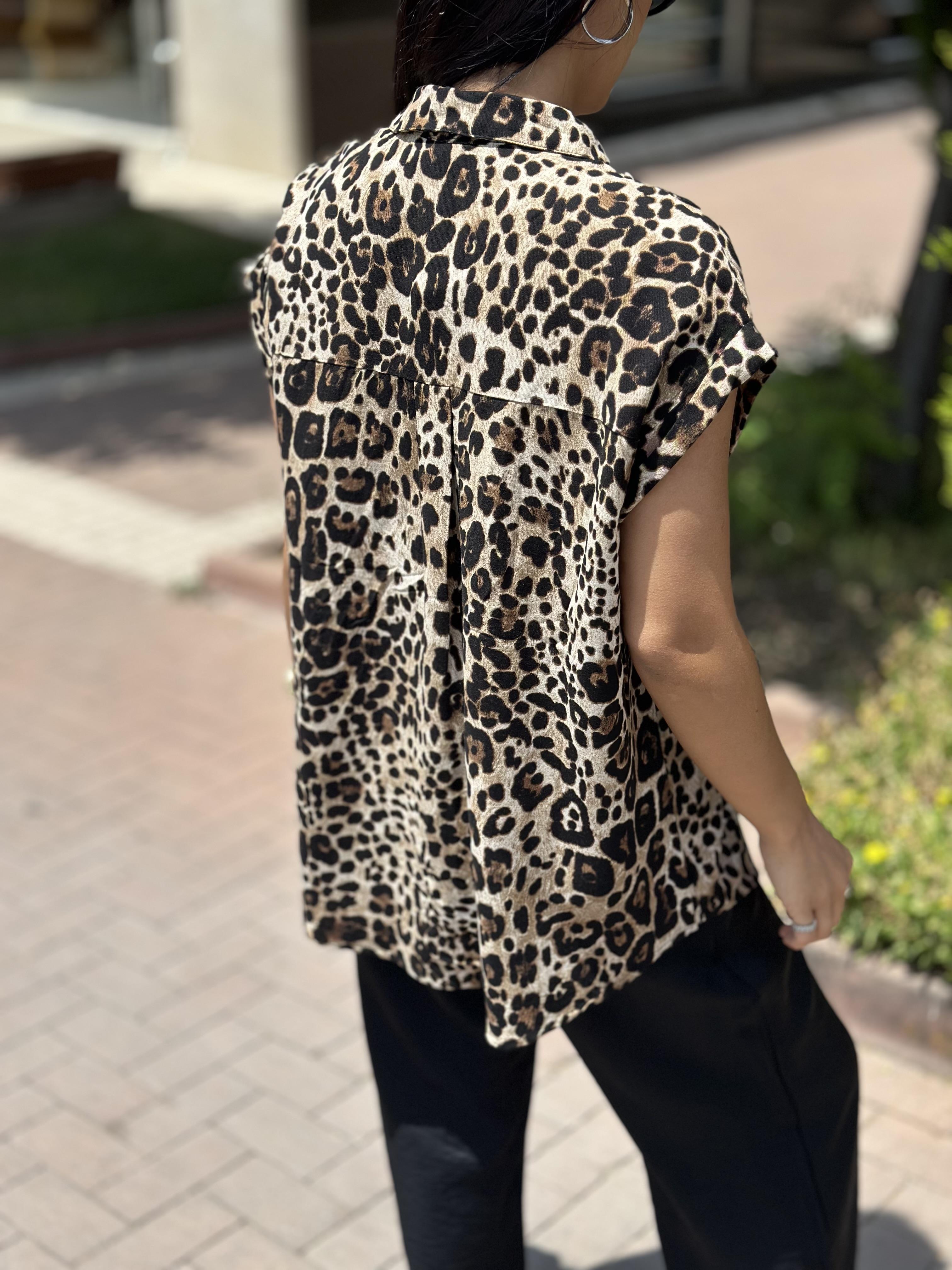 16379 LEOPAR DESEN KOLSUZ GOMLEK