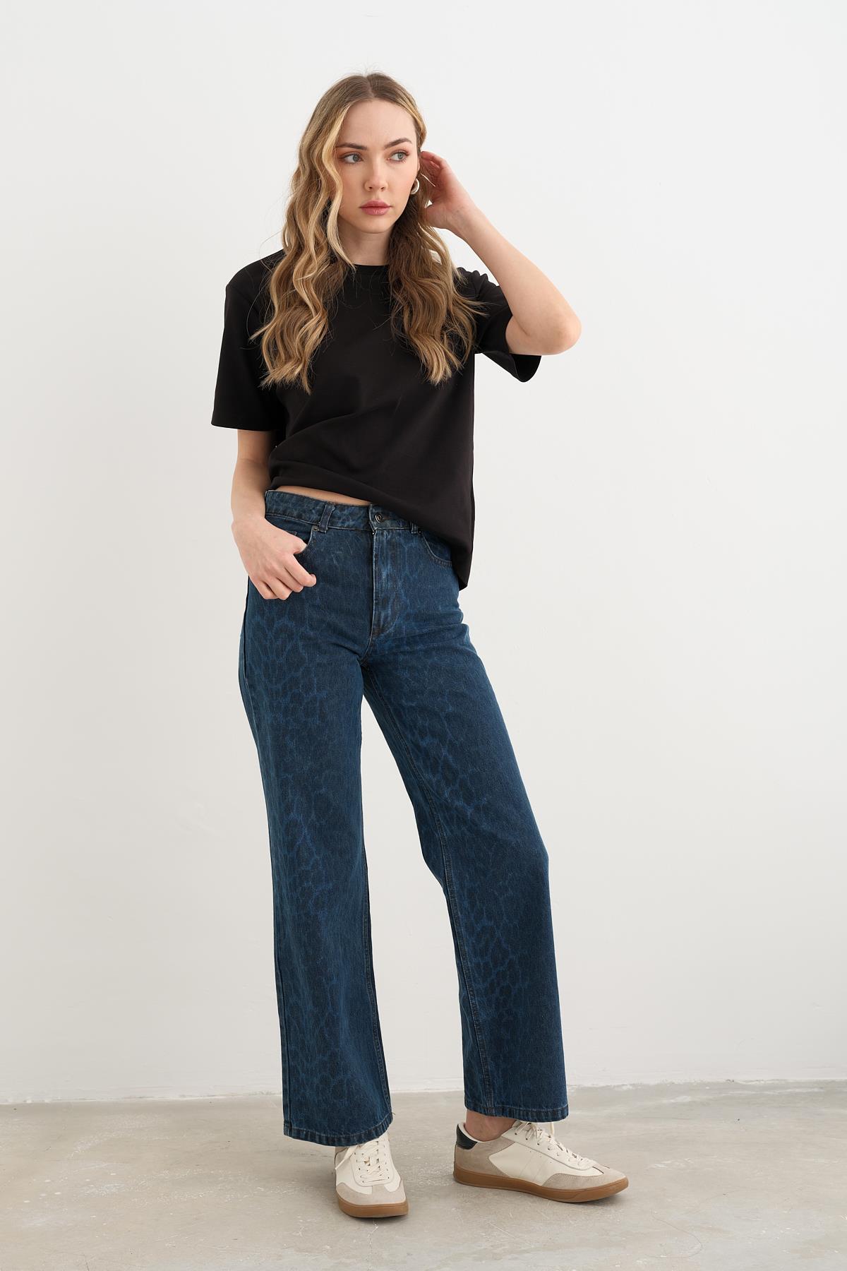 17064 LEOPAR DESEN KOT PANTOLON