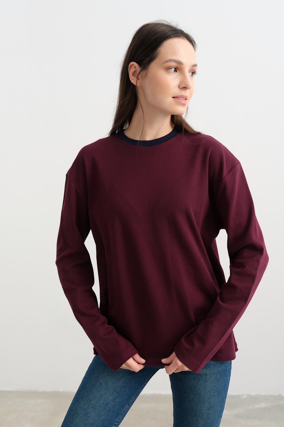 241139 IKI RENKLI BISIKLET YAKA TSHIRT