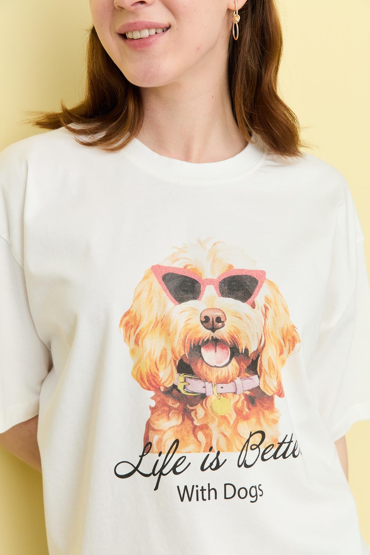 251081 GOLDEN KOPEK BASKILI TSHIRT