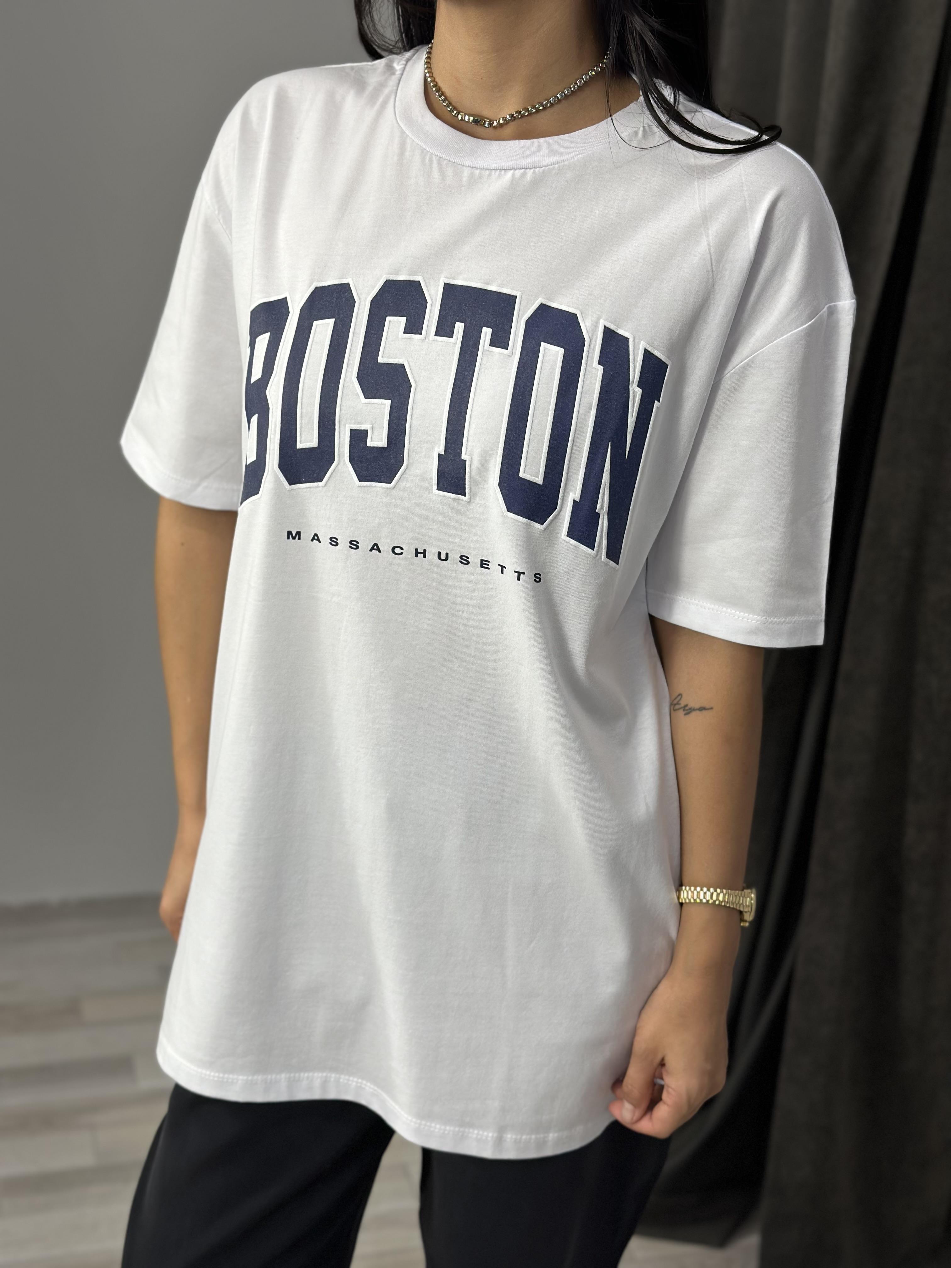 2519 BOSTON YAZILI TSHIRT