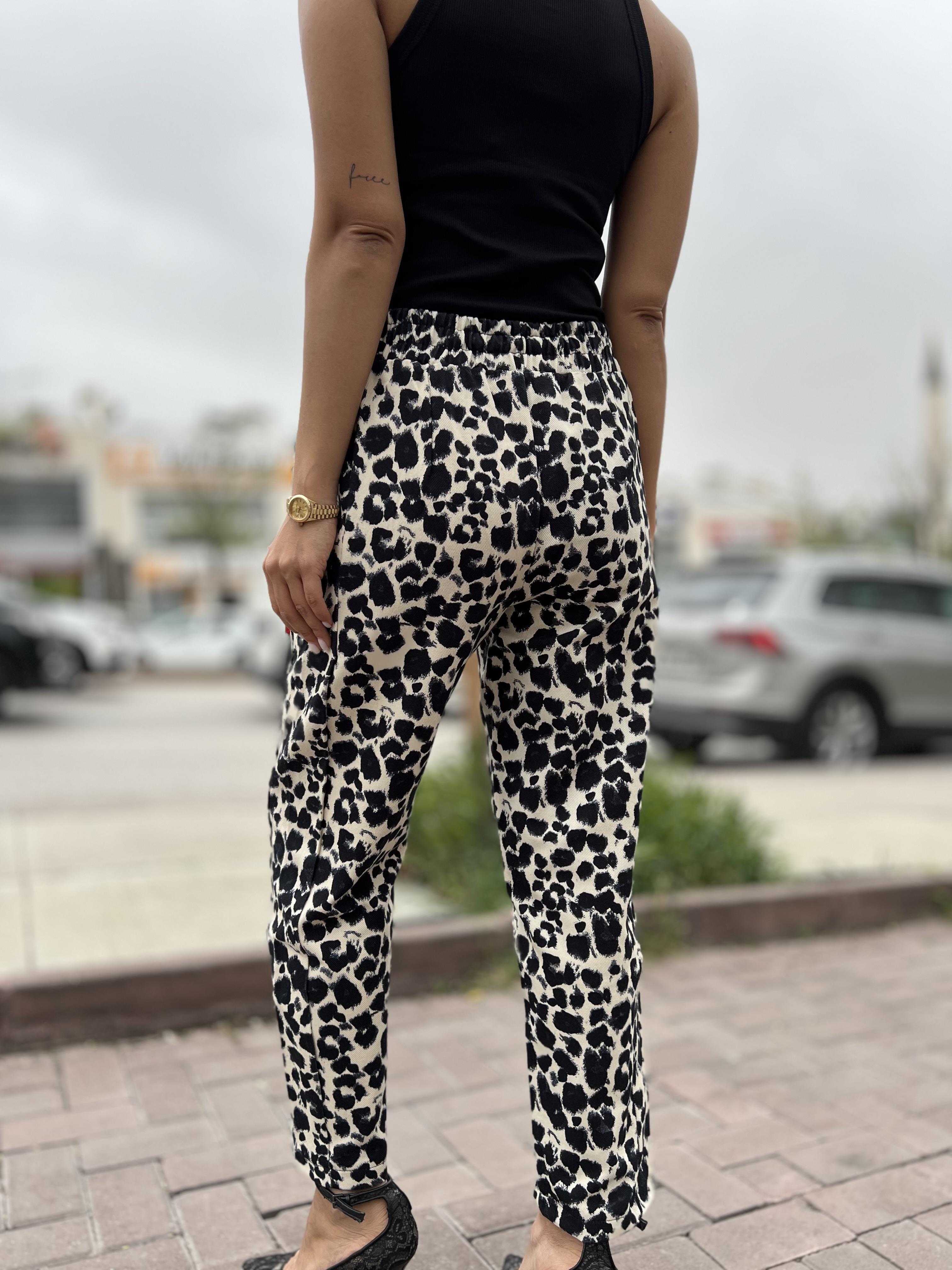 2878 LEOPAR DESEN GABARDIN PANTOLON
