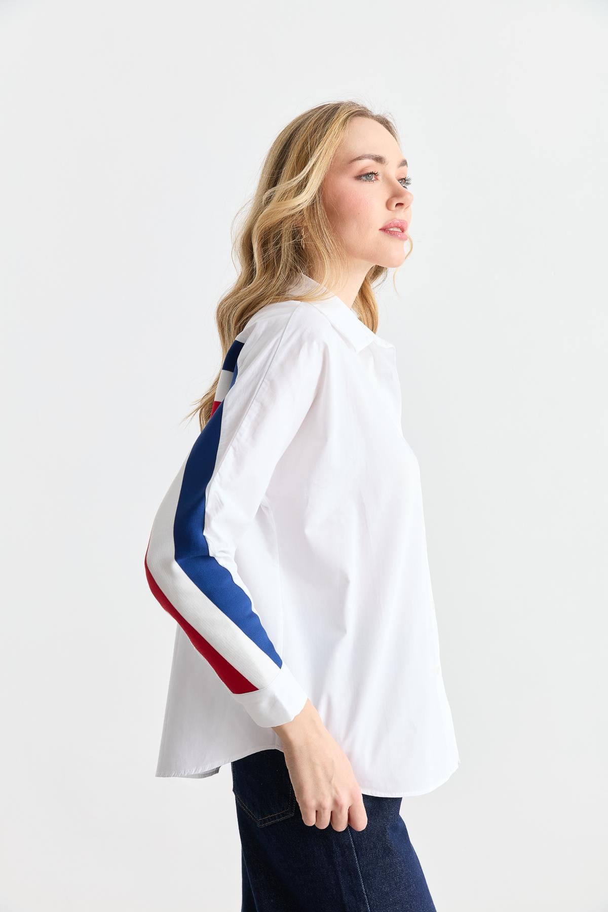 2957 SIRTI TIKTAKLI OVERSIZE POPLIN GOMLEK