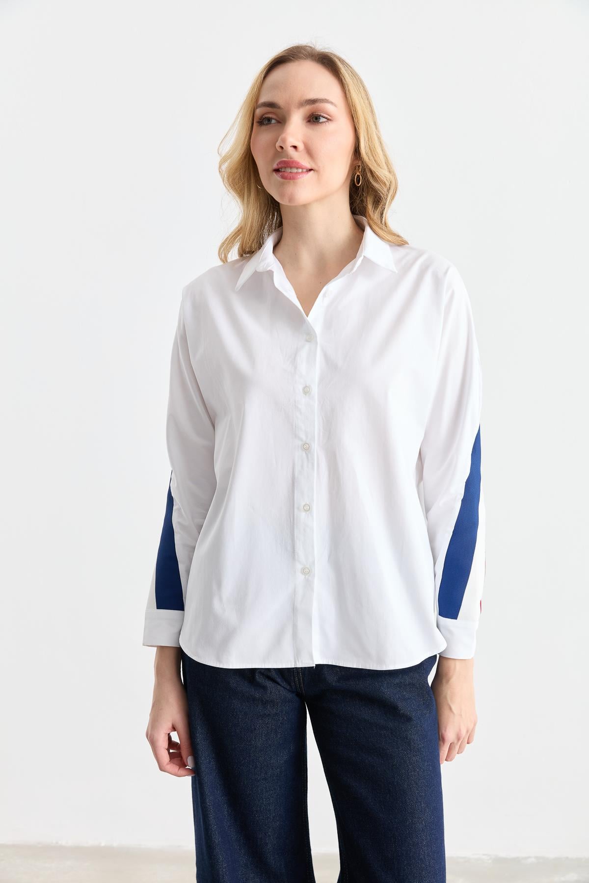 2957 SIRTI TIKTAKLI OVERSIZE POPLIN GOMLEK