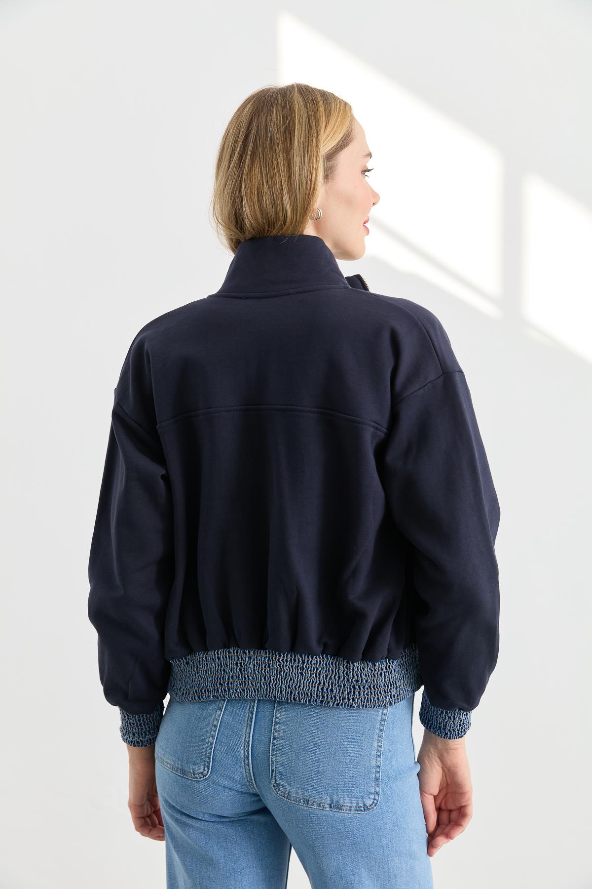 3002 JEAN MIX ZIPPER SWEATSHIRT