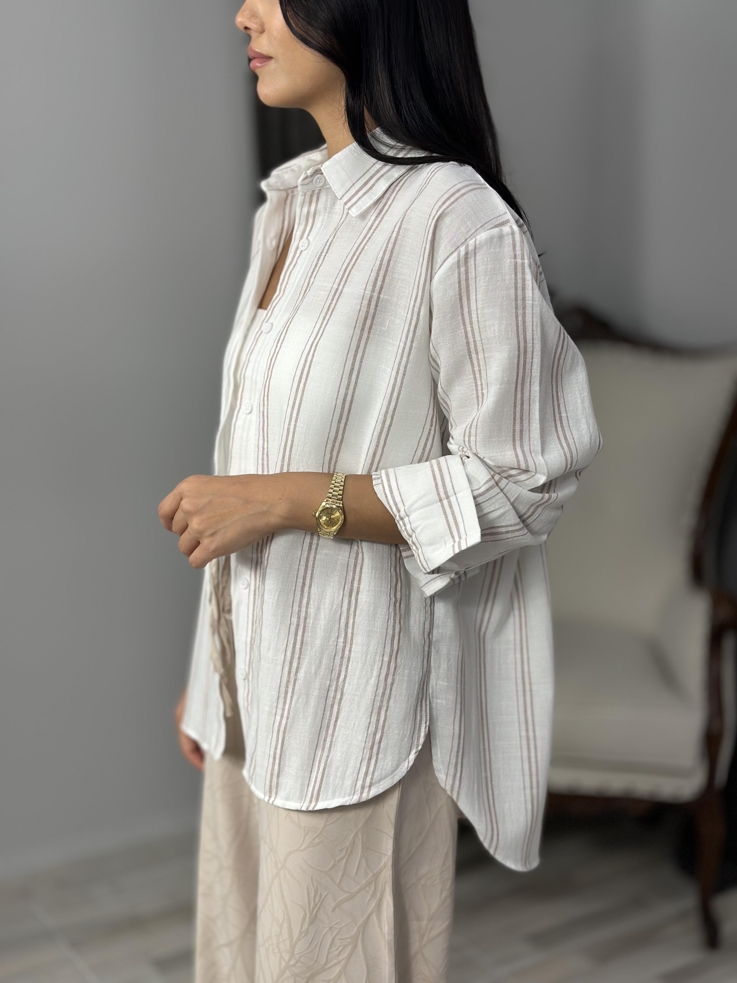 3005 CIZGILI KETEN GOMLEK