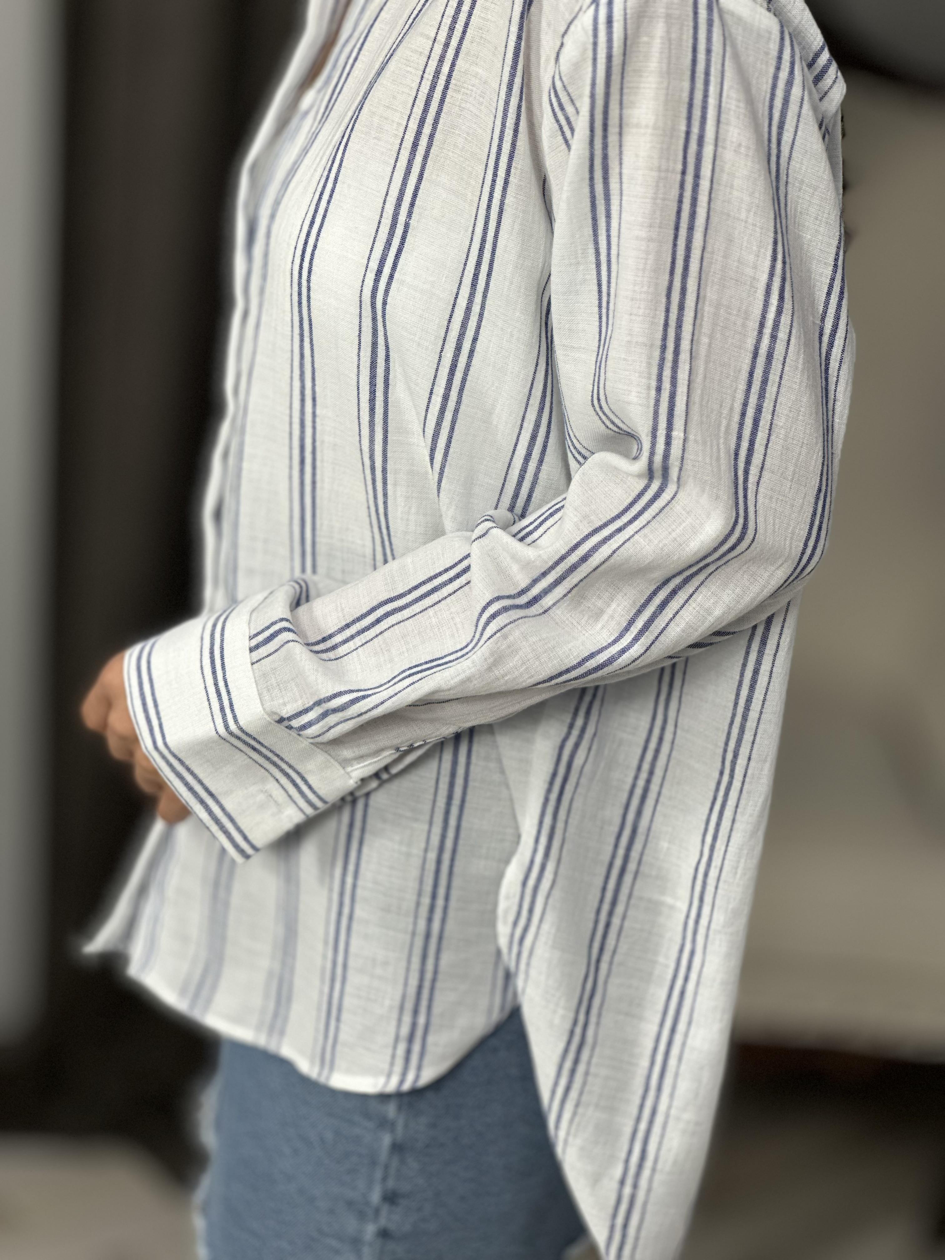 3005 CIZGILI KETEN GOMLEK