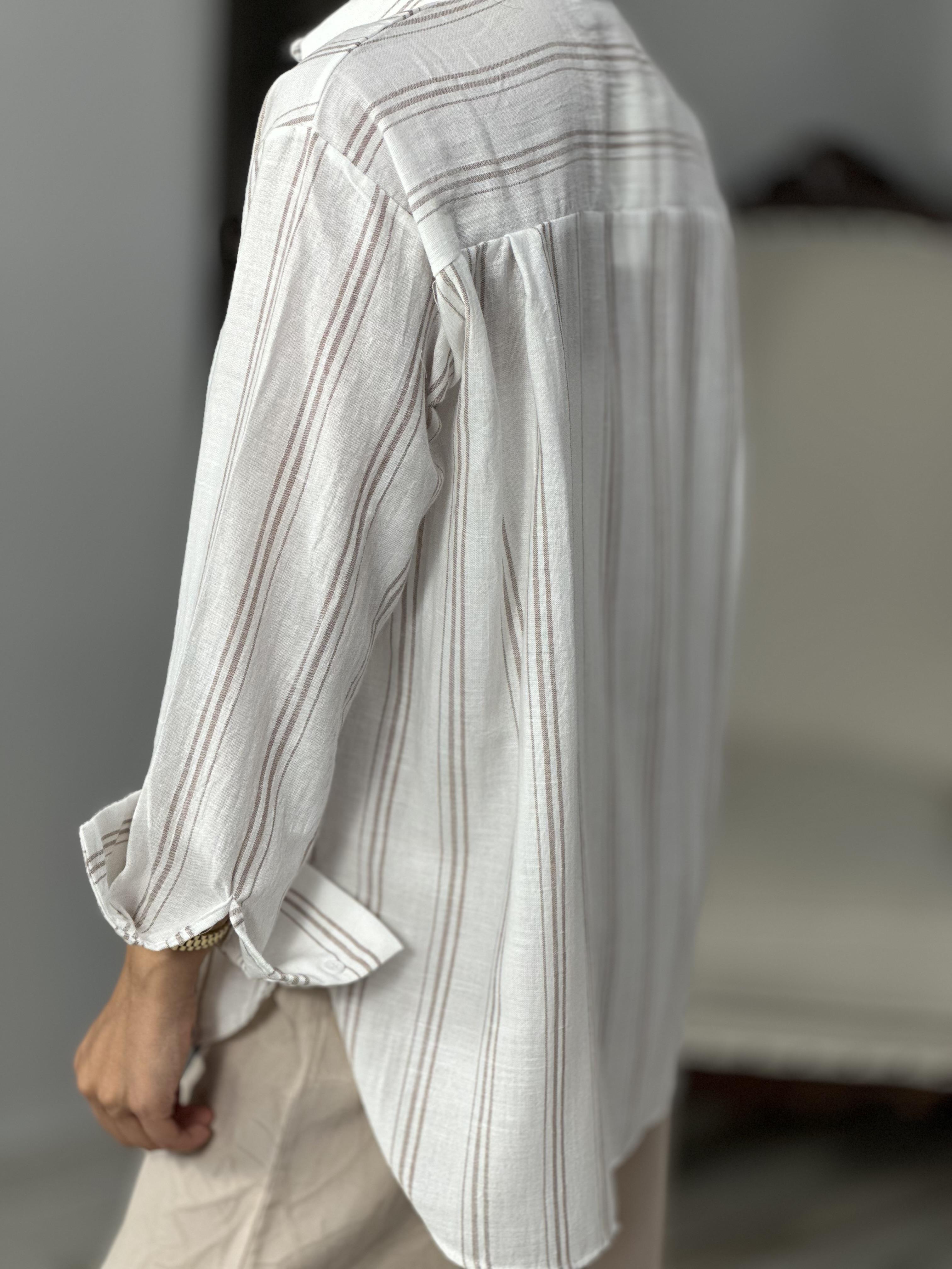 3005 CIZGILI KETEN GOMLEK