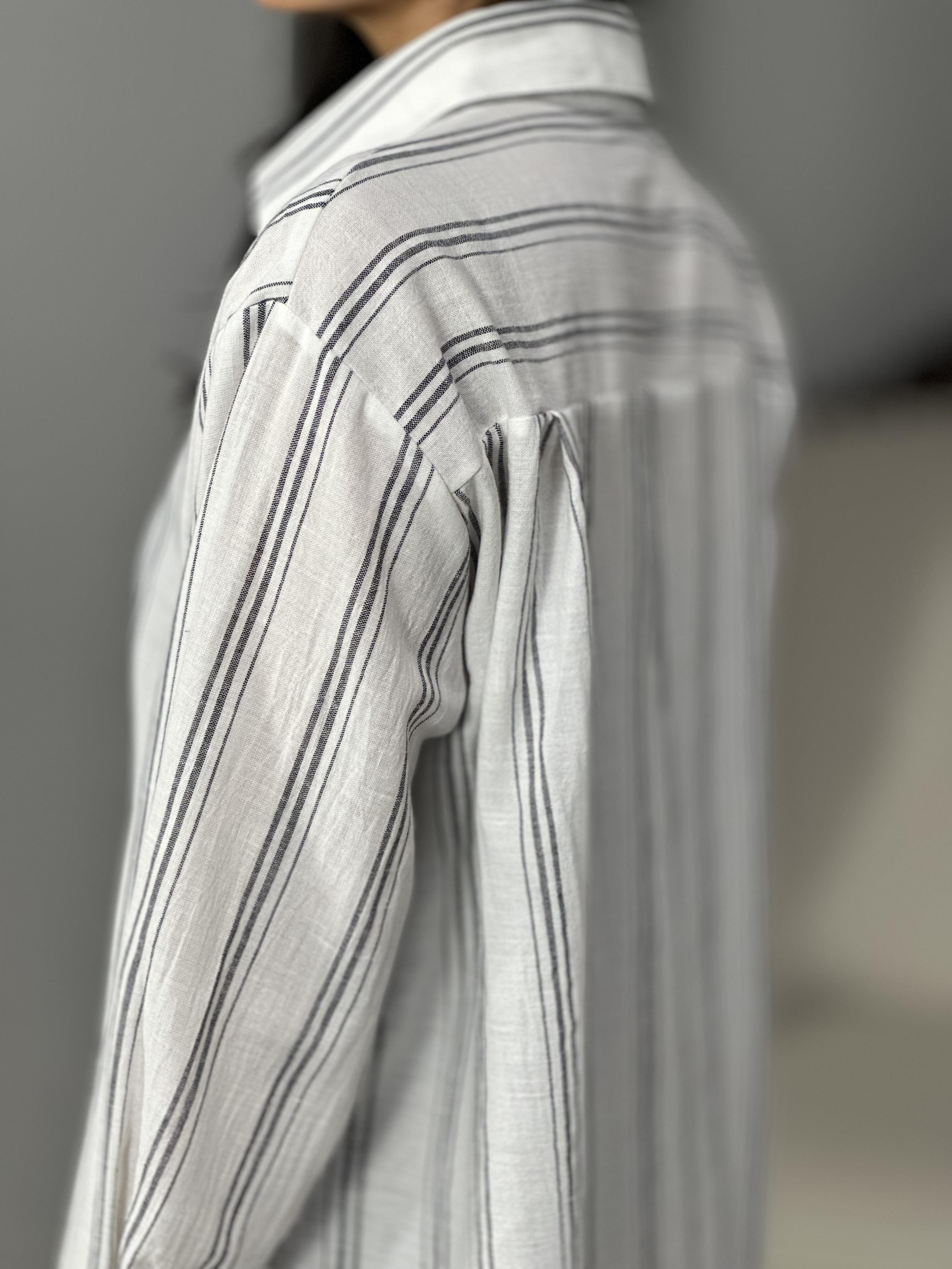 3005 CIZGILI KETEN GOMLEK